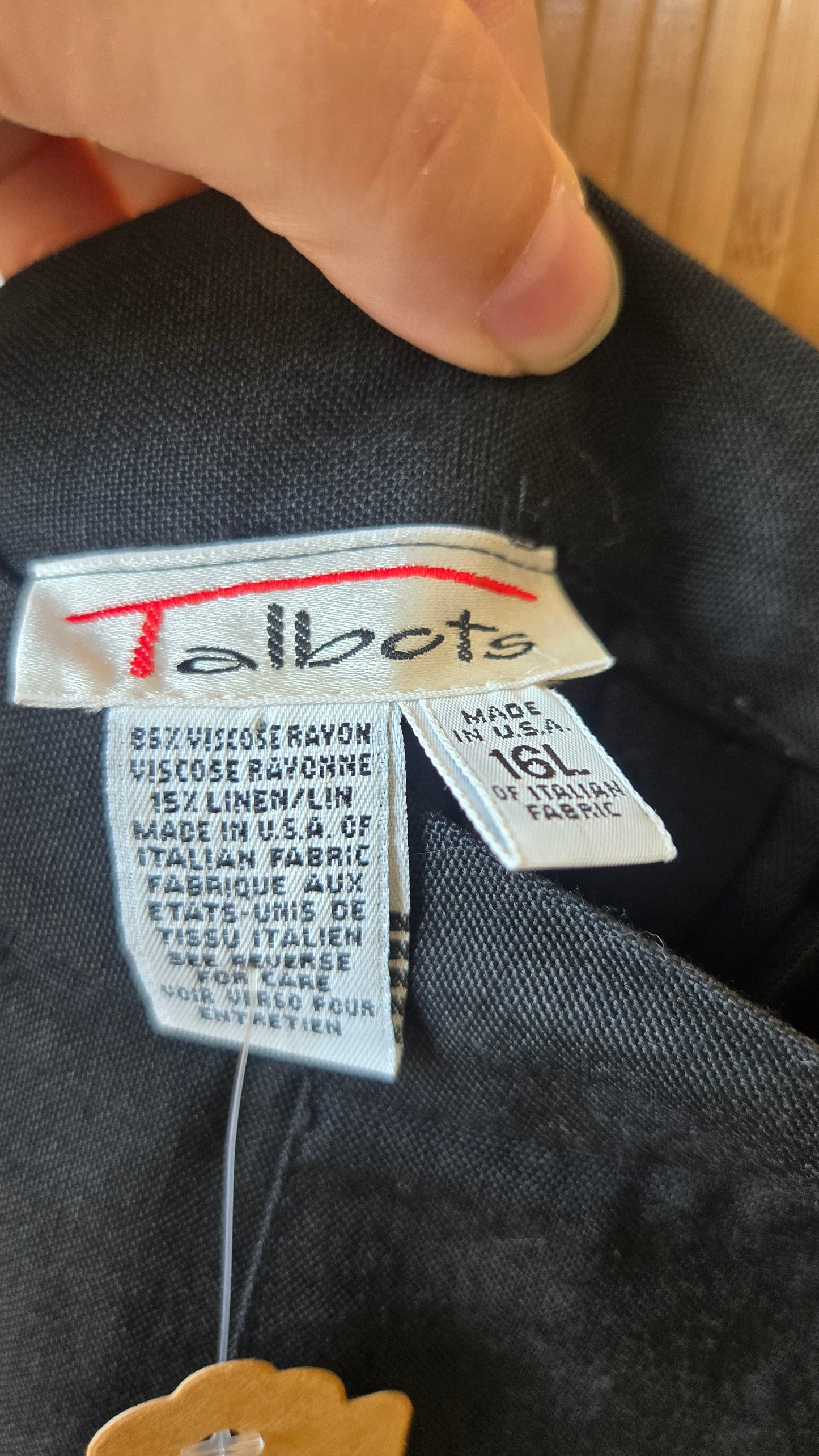 Talbots black pleated linen blend skirt