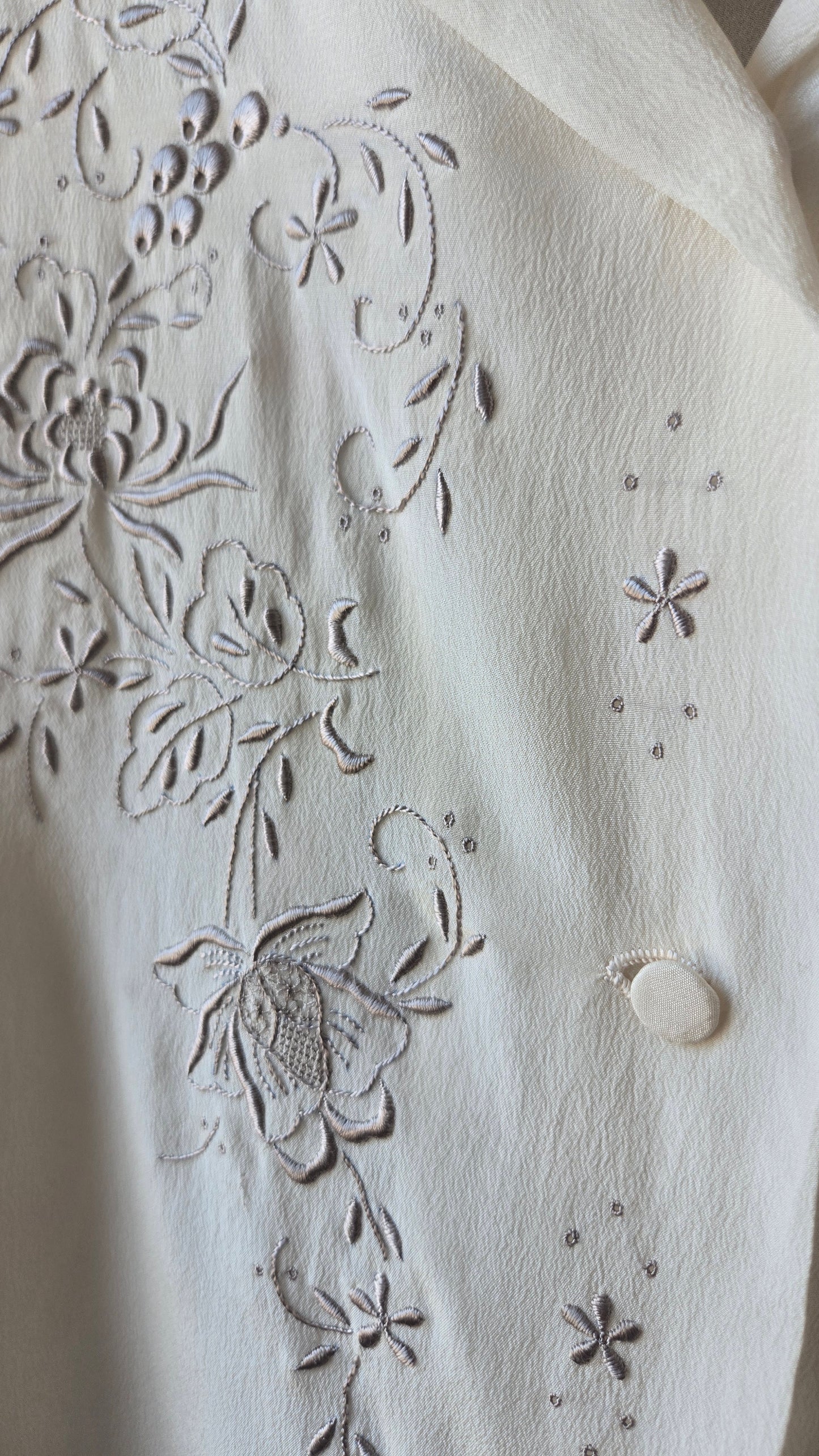 Silk embroidered scalloped blouse!