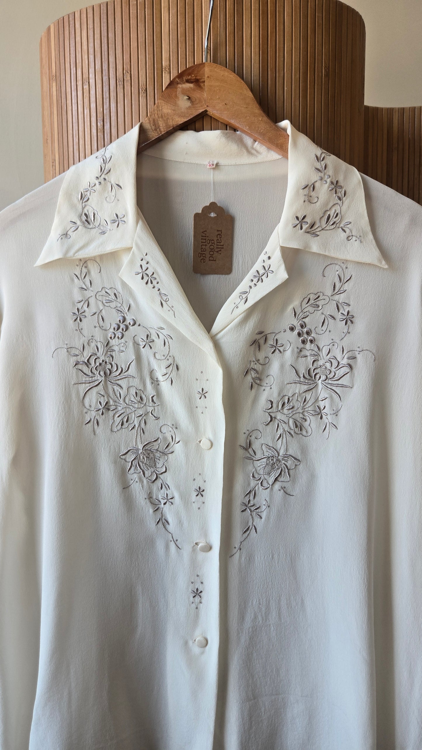 Silk embroidered scalloped blouse!