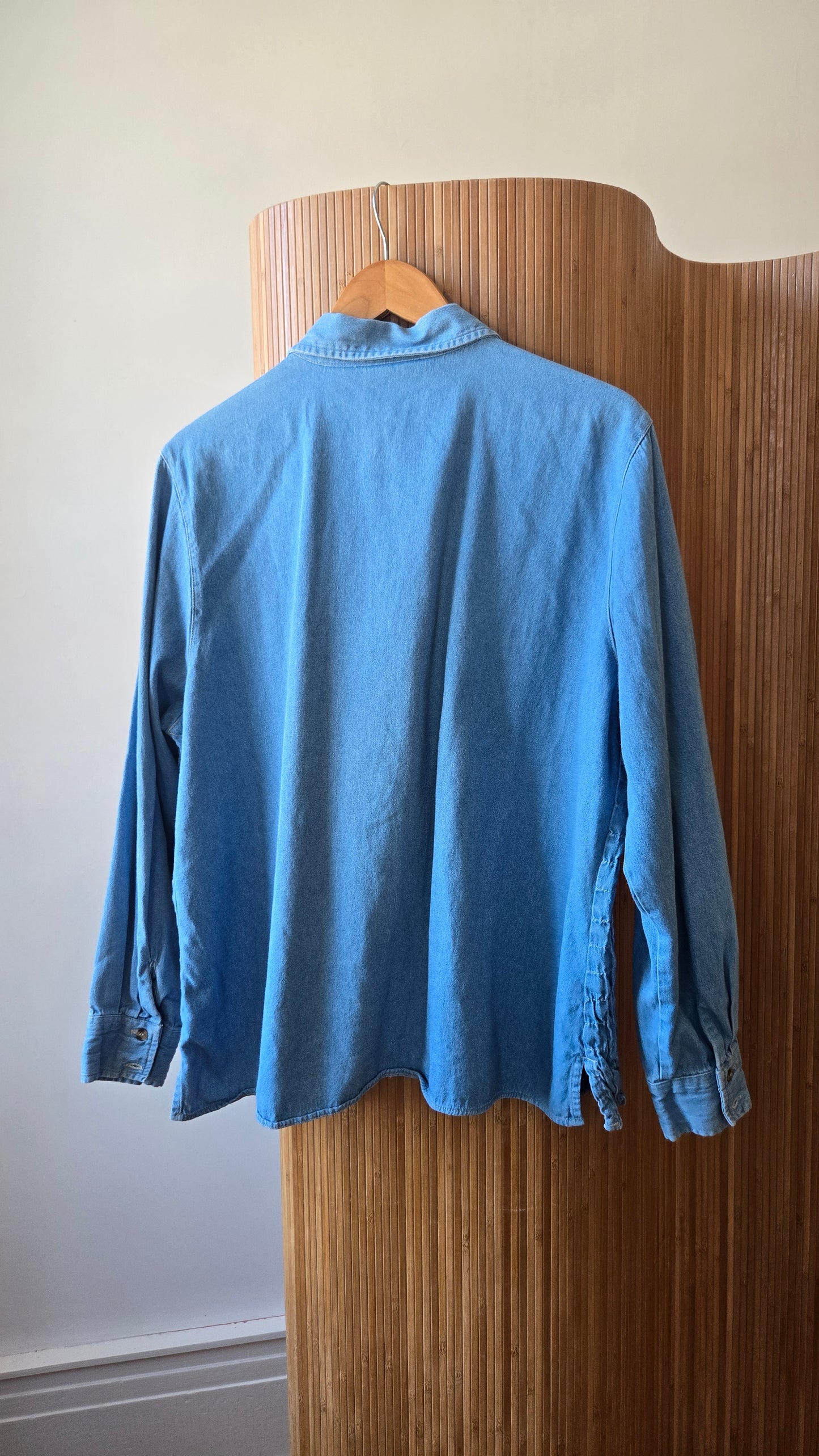 Faded glory smocked denim shirt