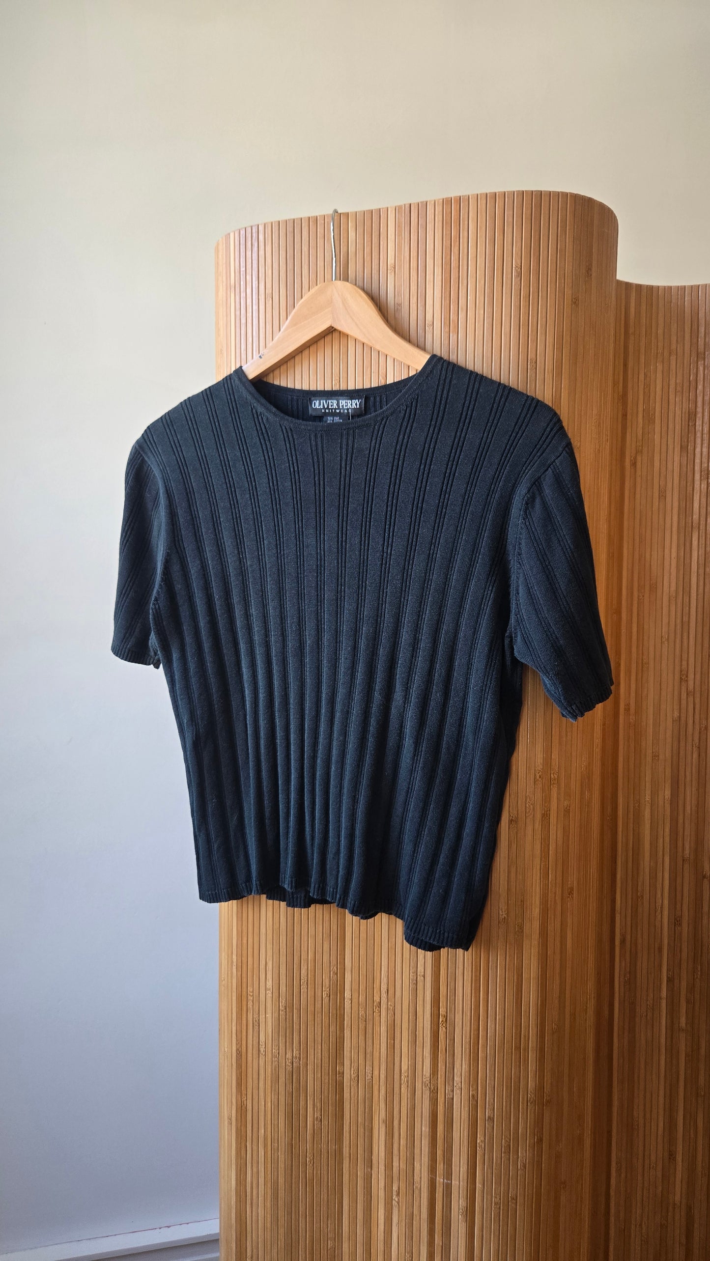 Oliver Perry cotton/silk faded black tee