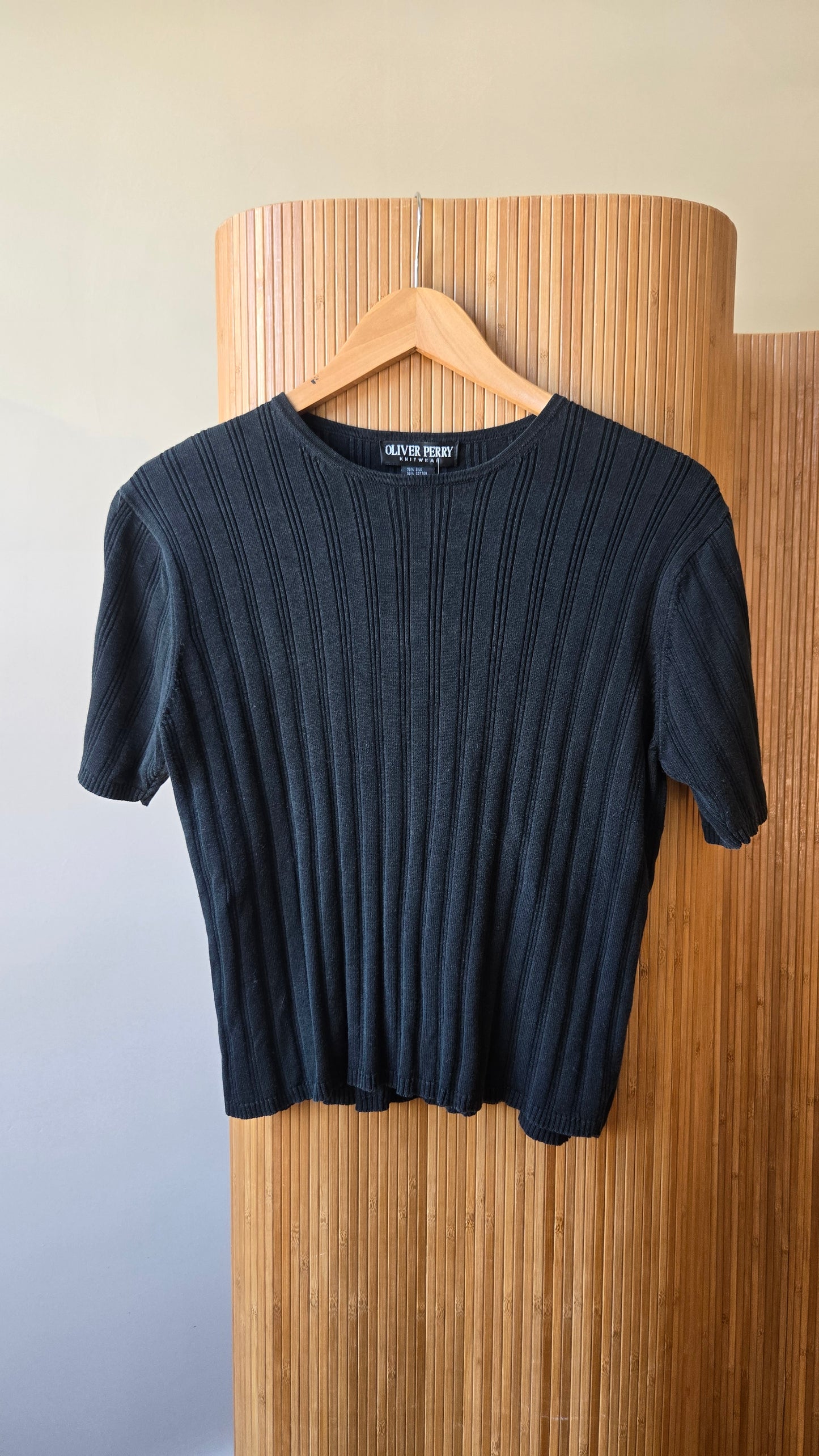 Oliver Perry cotton/silk faded black tee