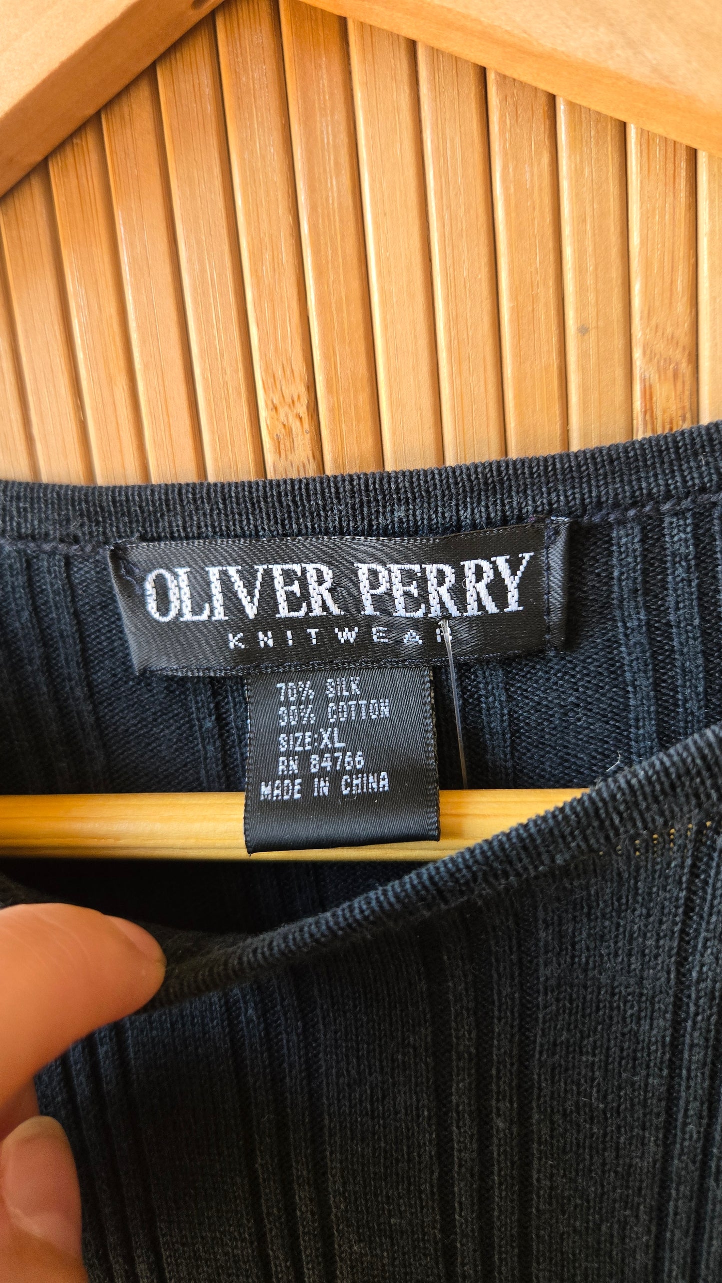 Oliver Perry cotton/silk faded black tee