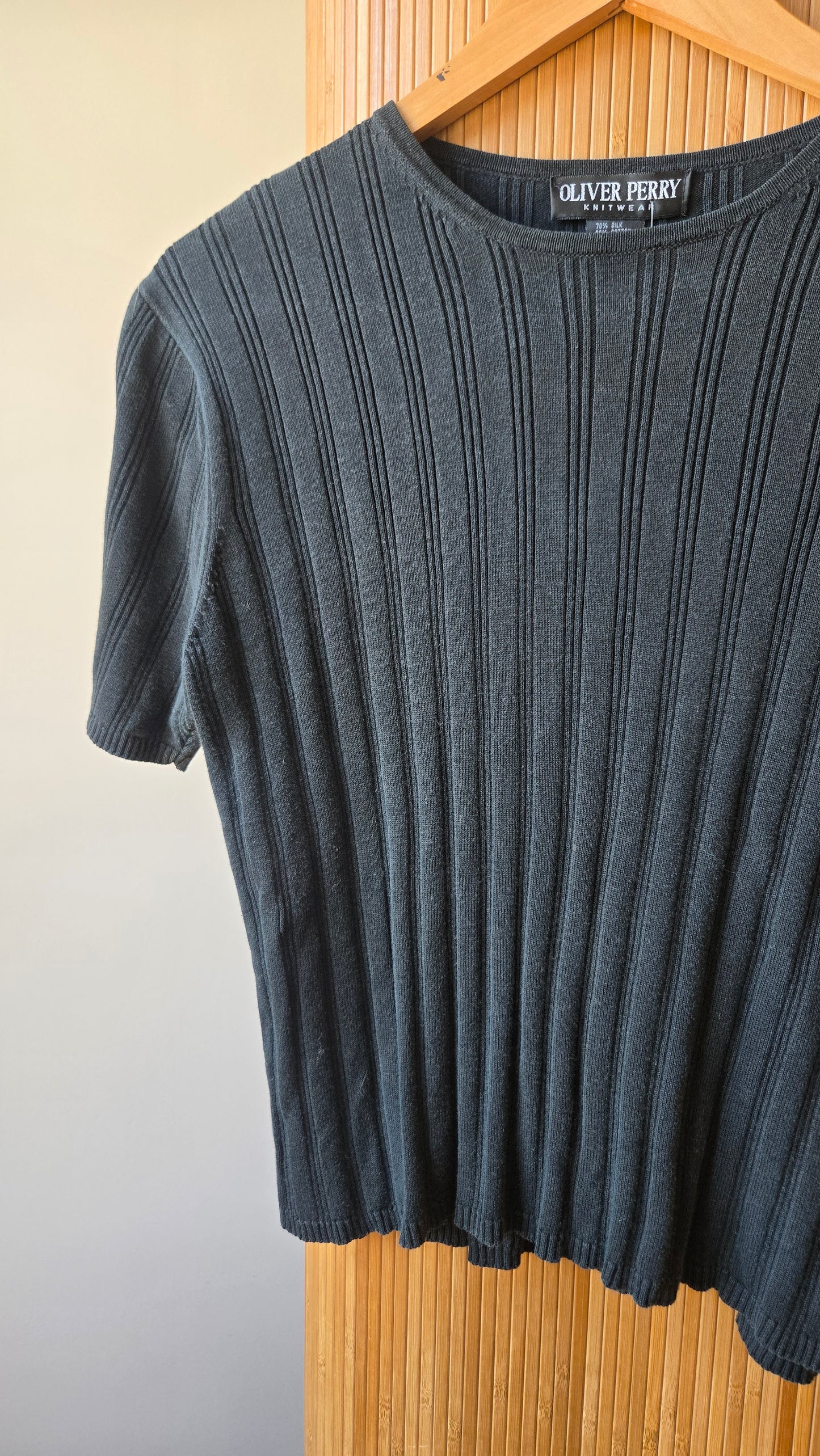 Oliver Perry cotton/silk faded black tee