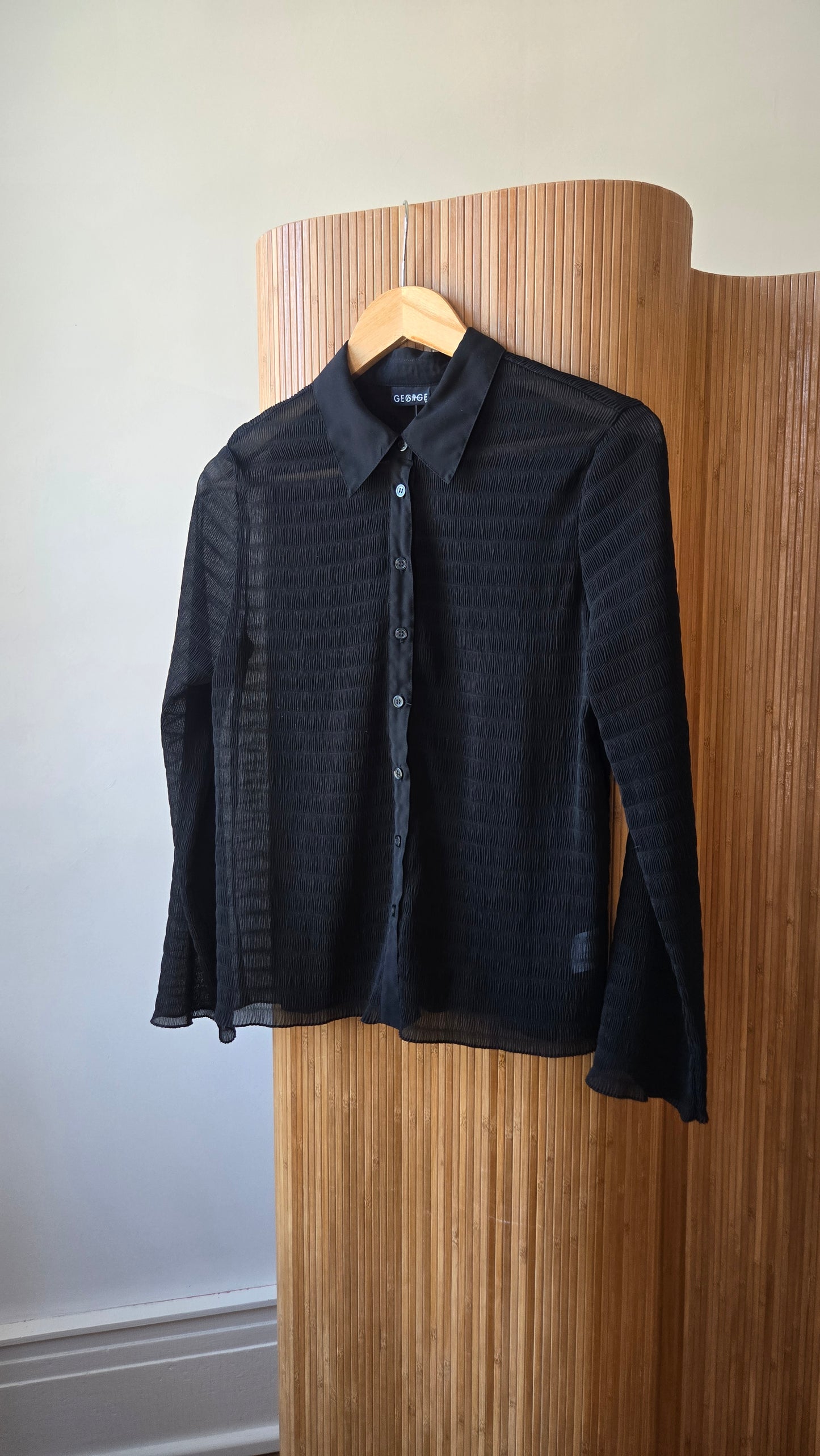 George black sheer pleated shirt