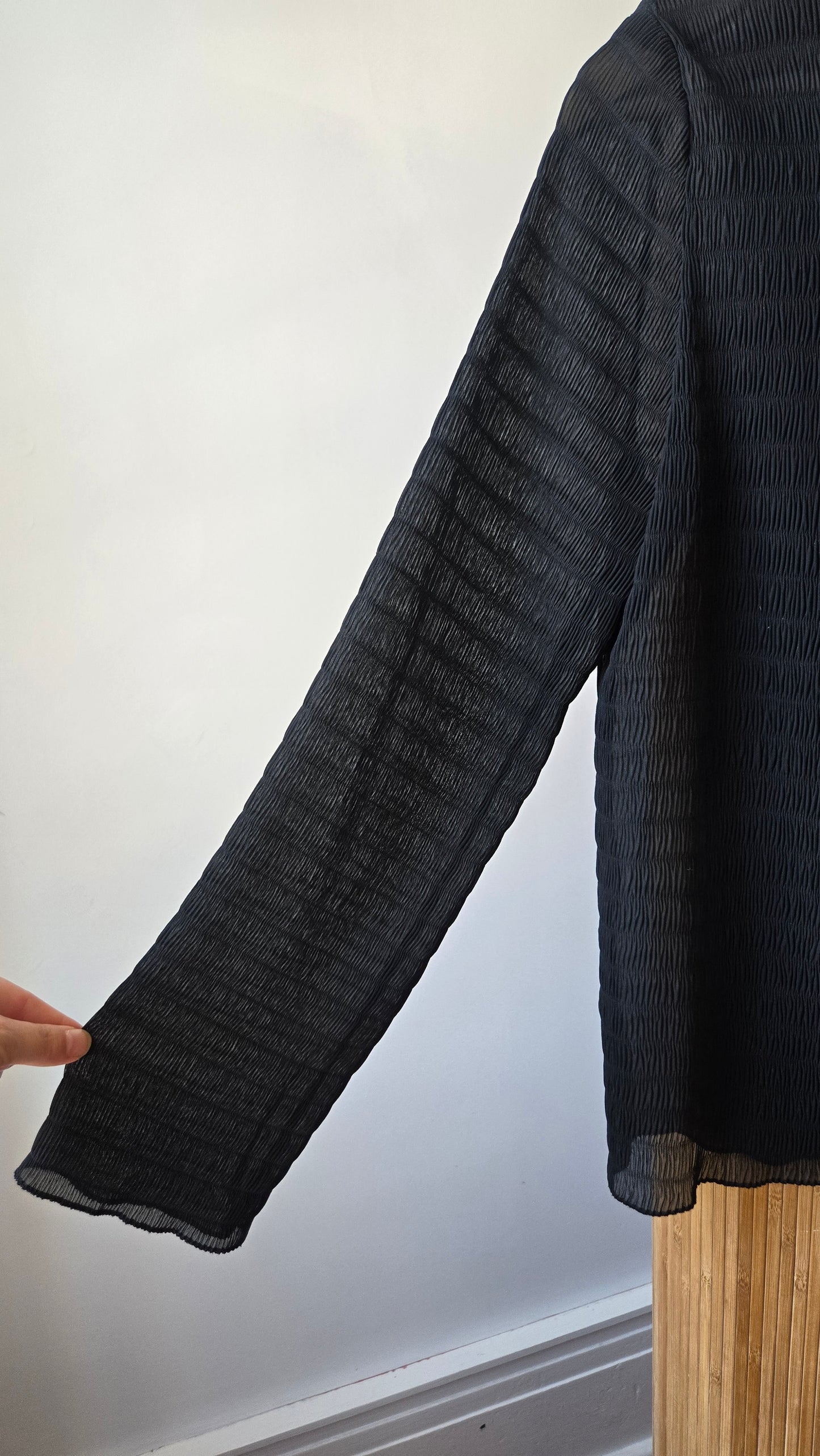 George black sheer pleated shirt