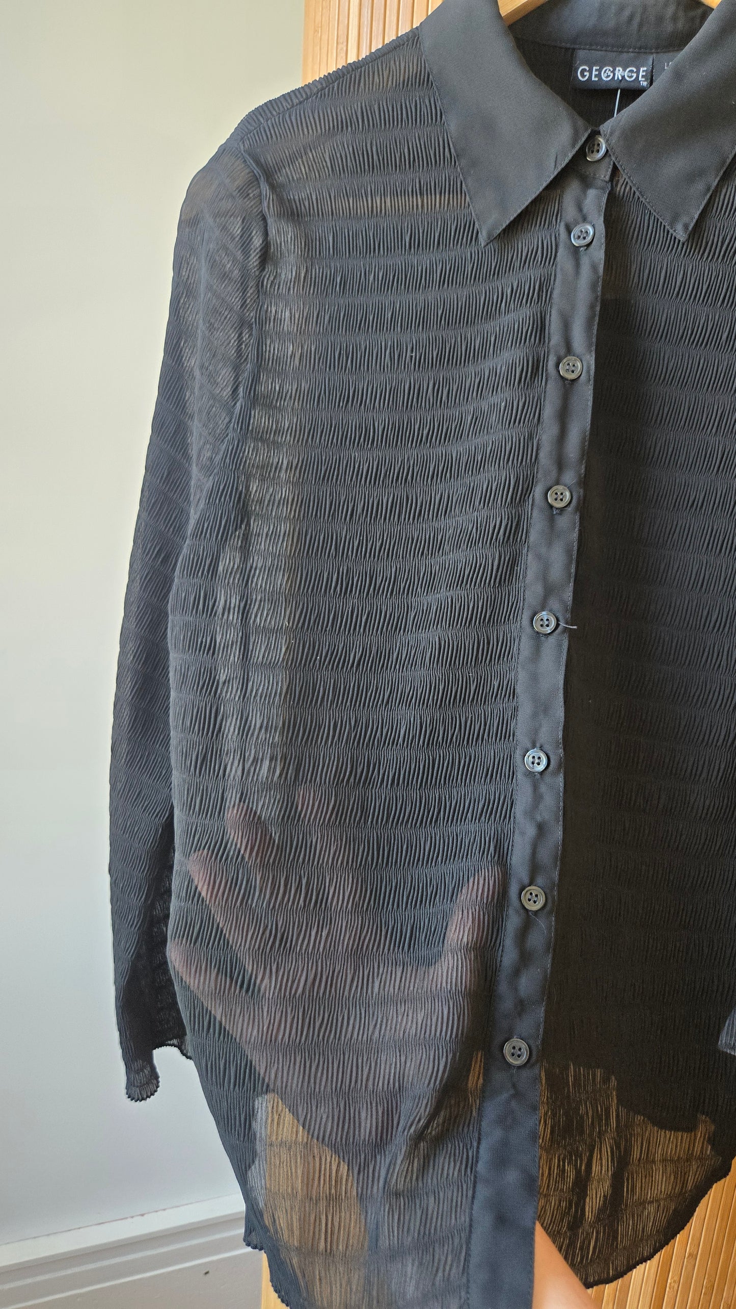 George black sheer pleated shirt