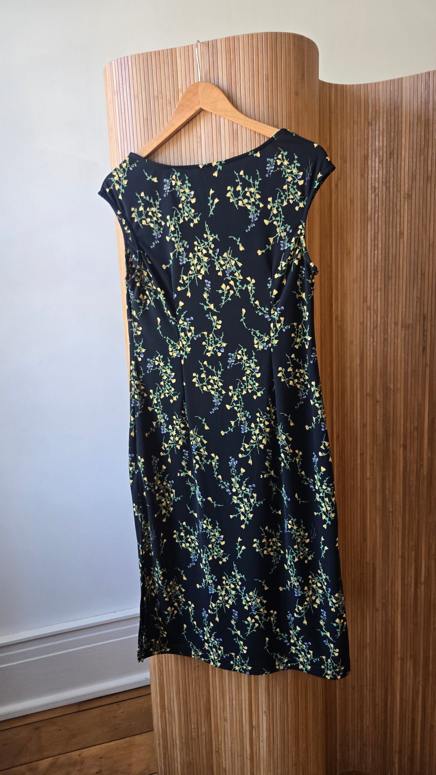 BCBG floral asymmetric cut-out trim dress