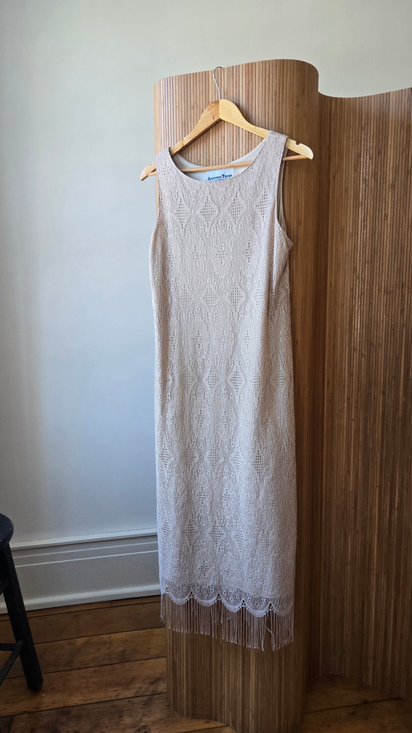 Another Thyme glitter fringe crochet gown