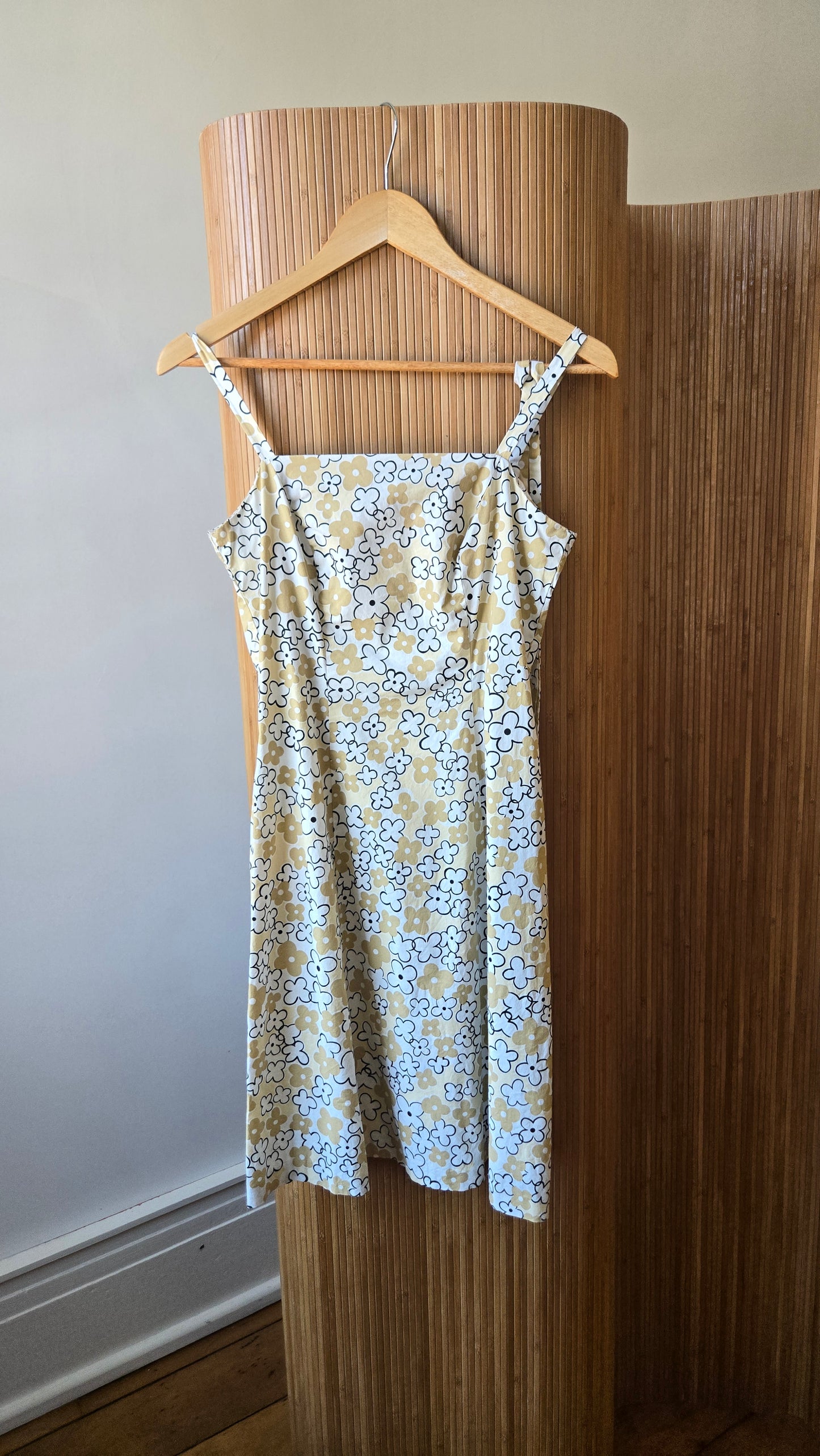 Yves Cossette pop art floral dress w belt
