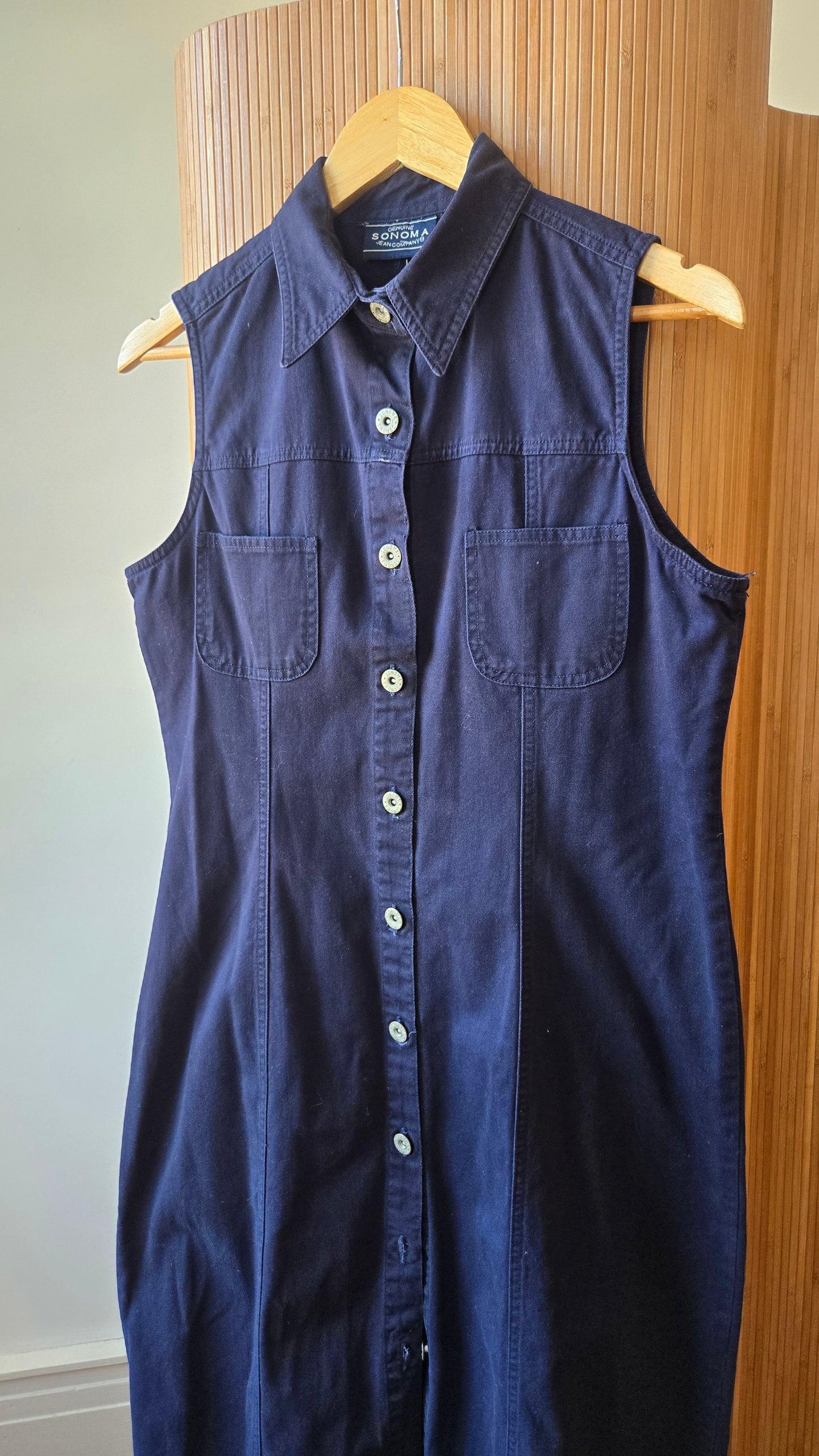 Sonoma navy button-front shirt dress