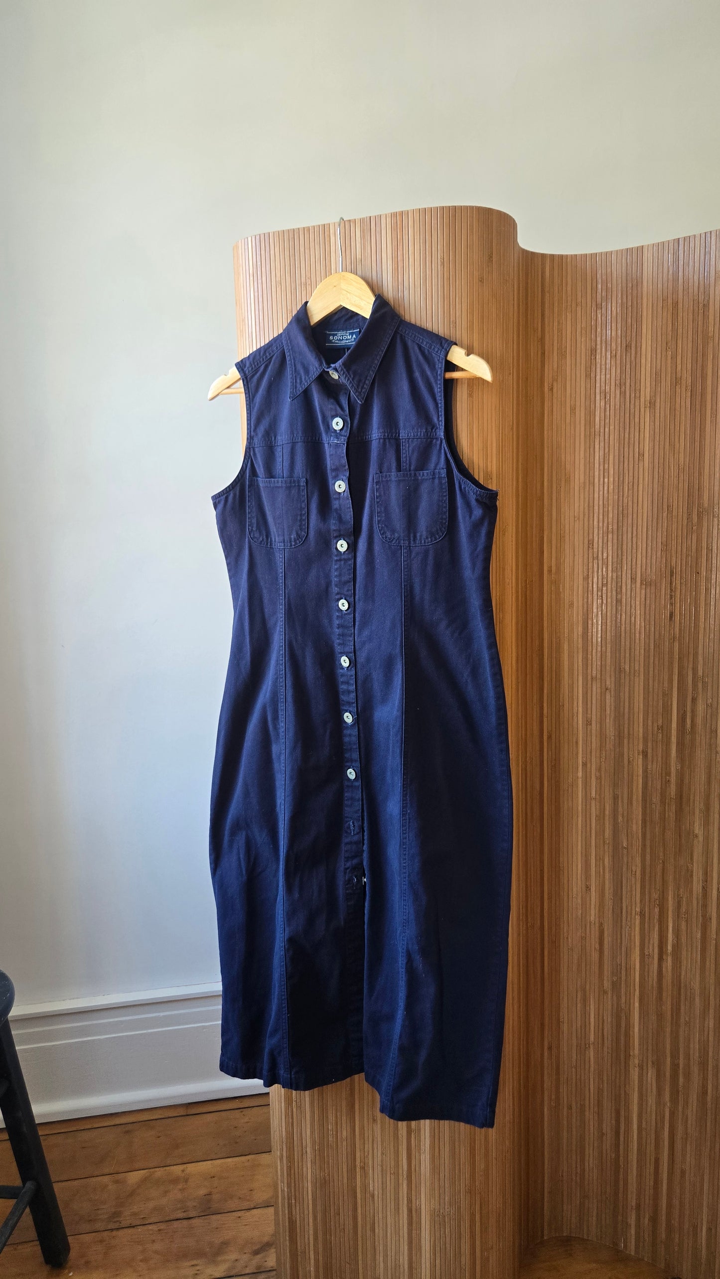 Sonoma navy button-front shirt dress