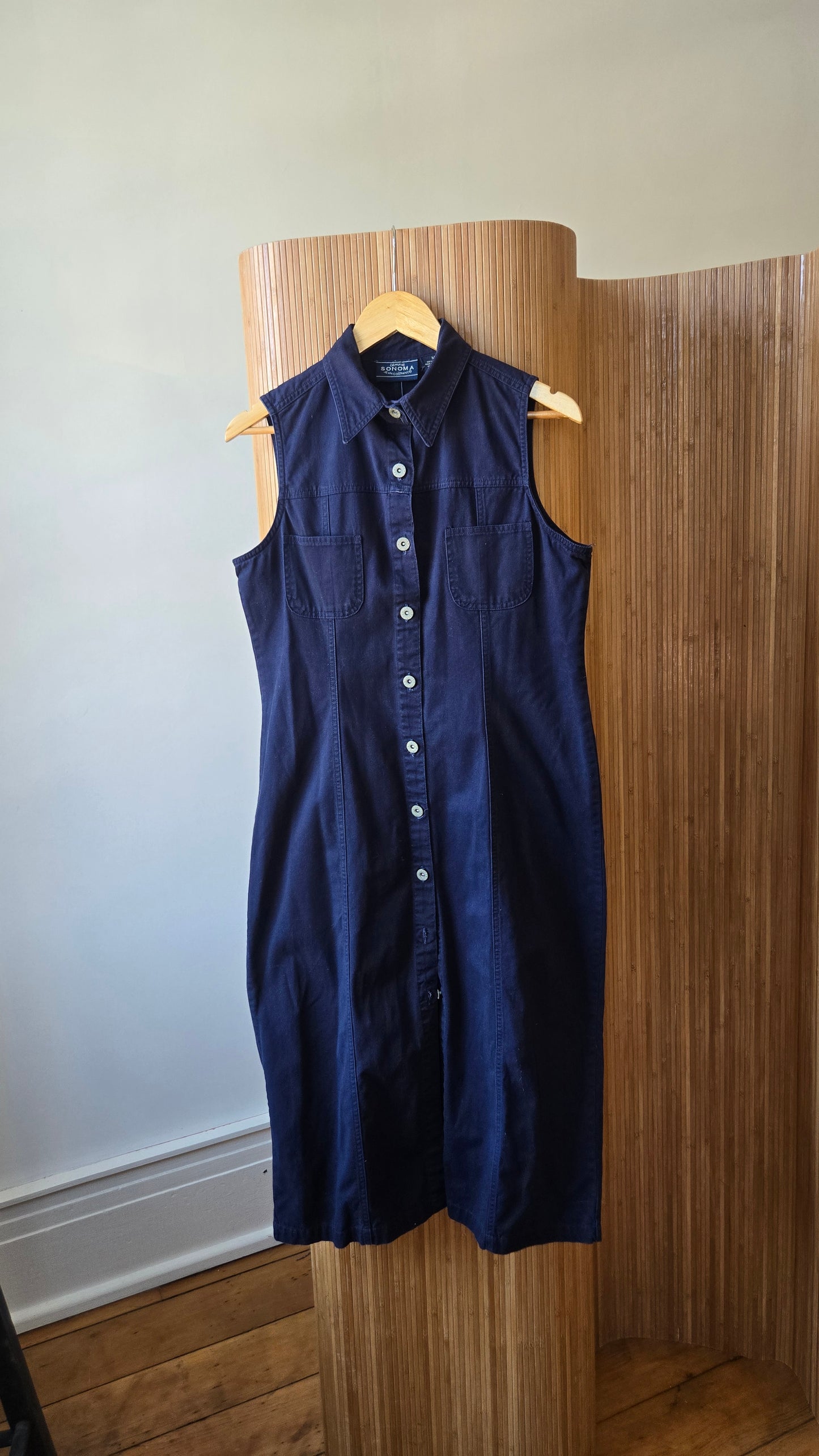 Sonoma navy button-front shirt dress