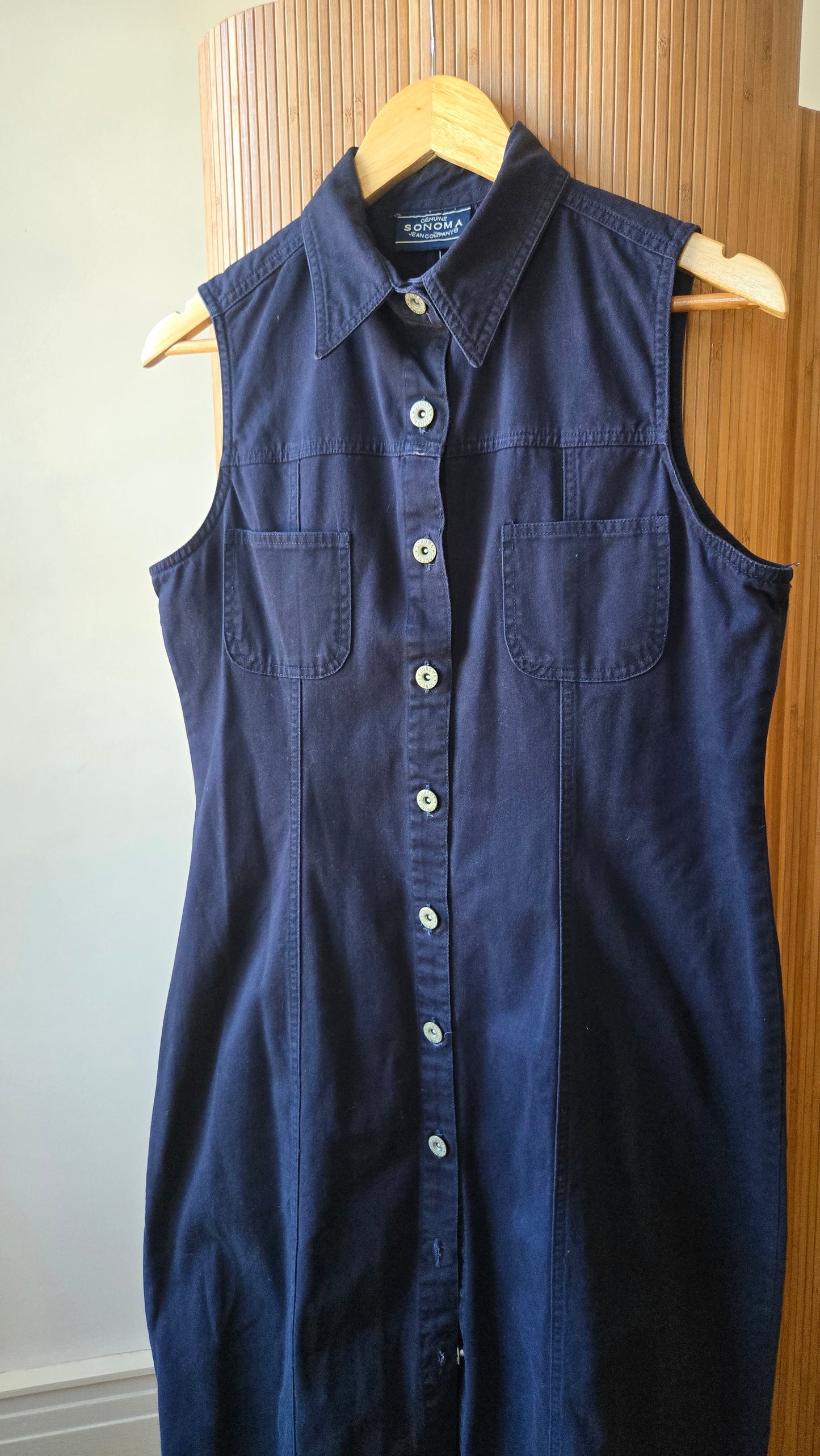Sonoma navy button-front shirt dress