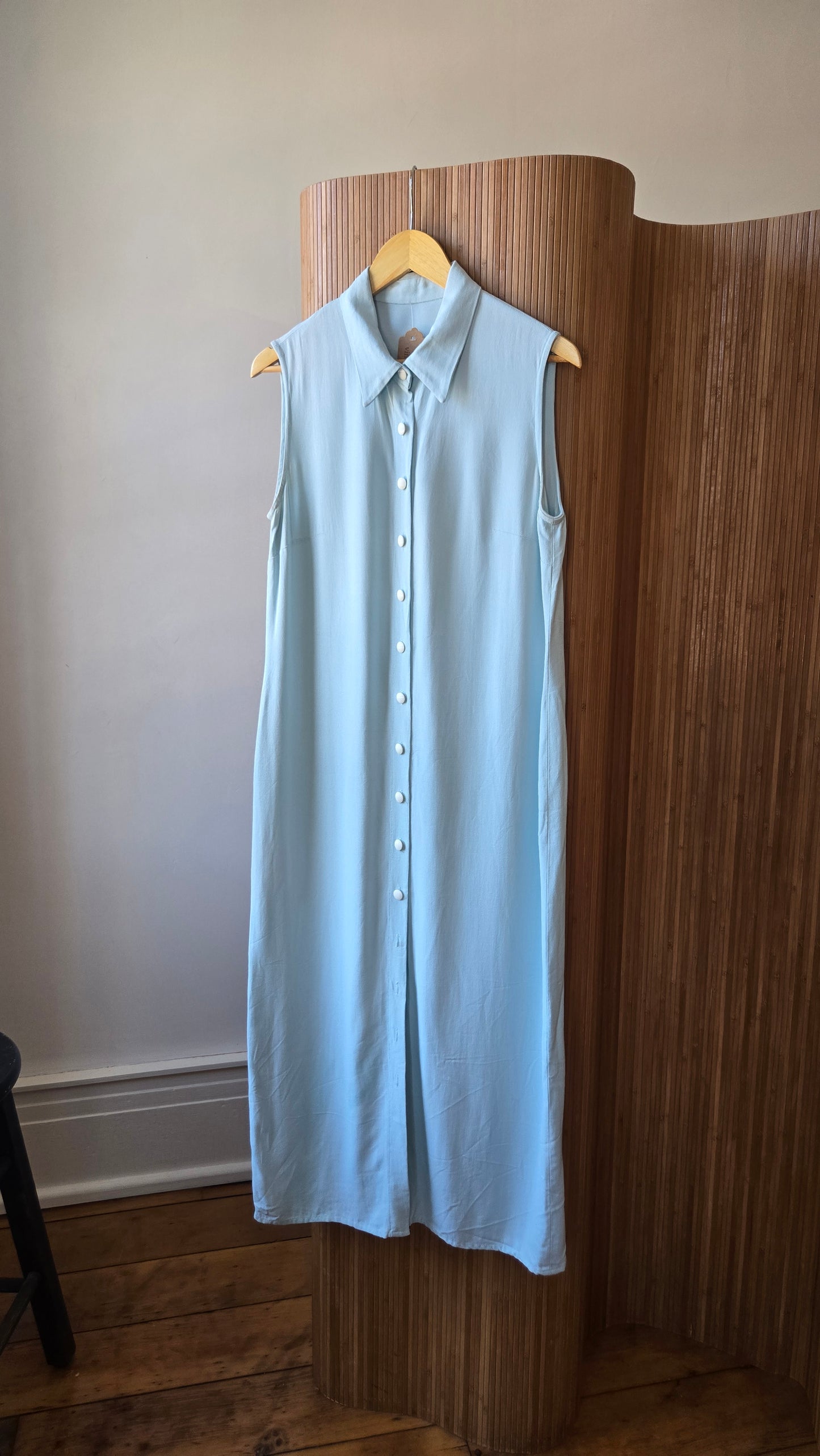 Baby blue maxi shirt dress