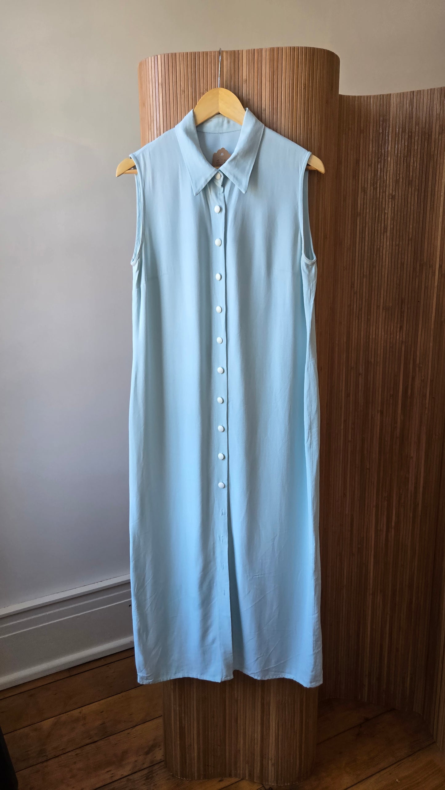 Baby blue maxi shirt dress