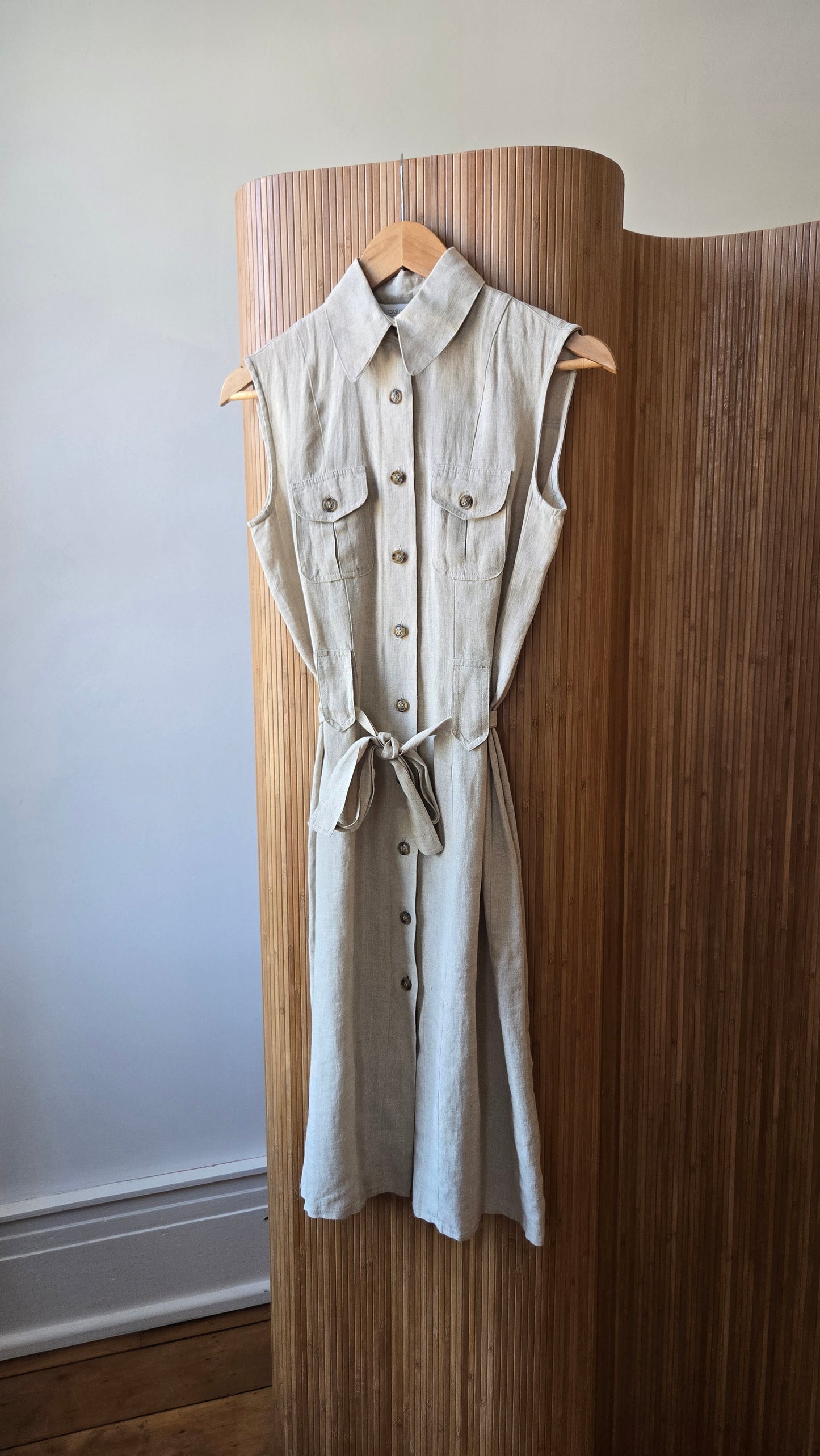Casual Corner sleeveless linen shirtdress