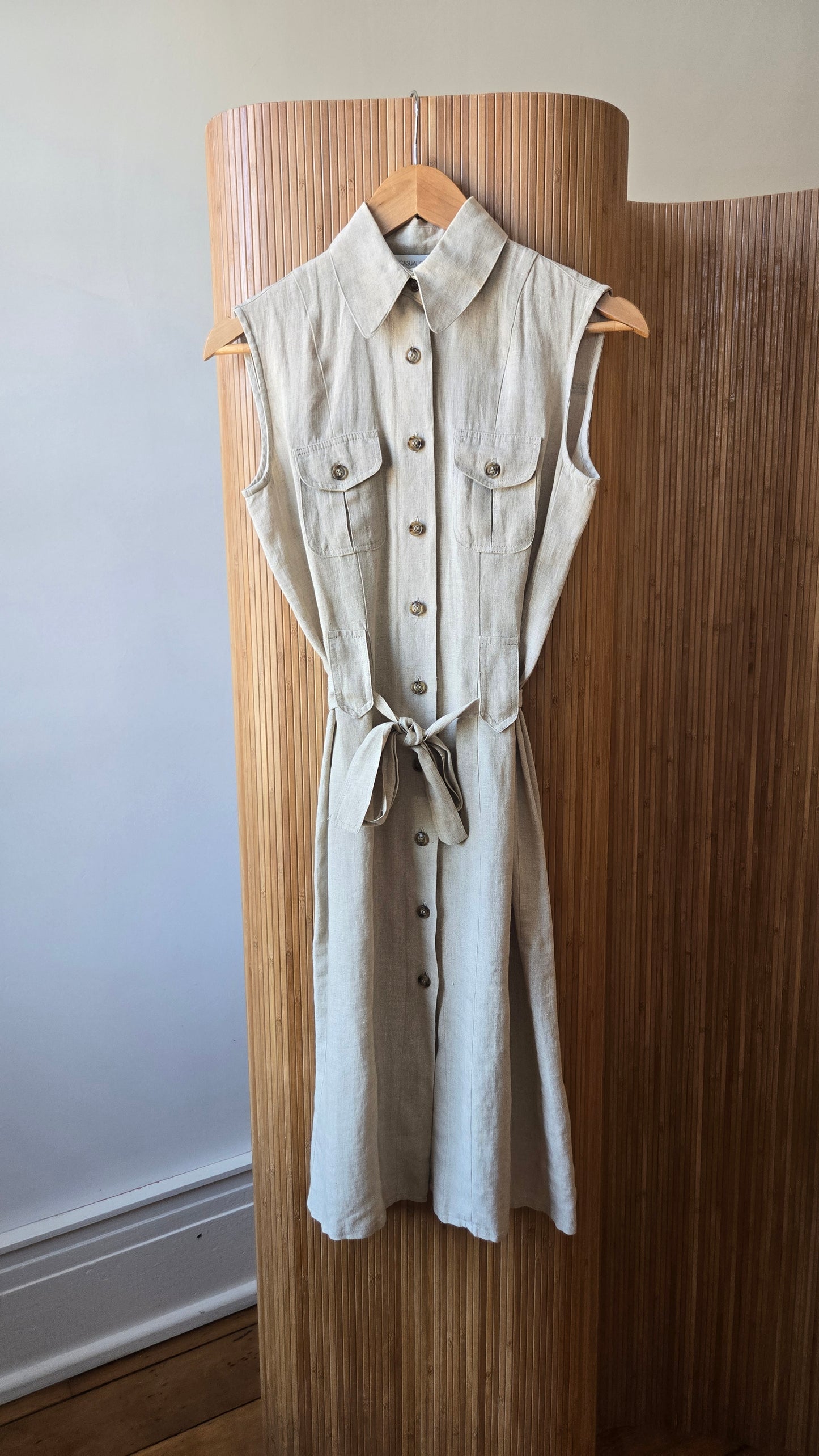 Casual Corner sleeveless linen shirtdress