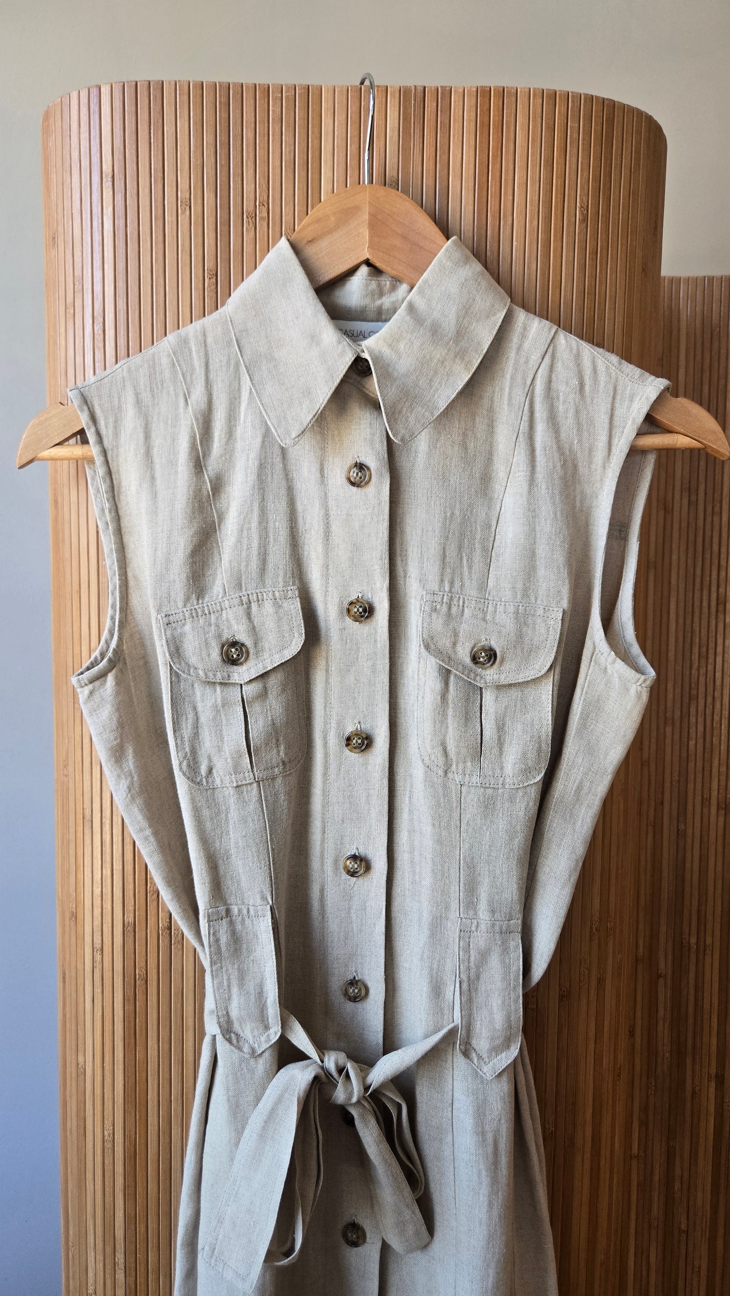 Casual Corner sleeveless linen shirtdress