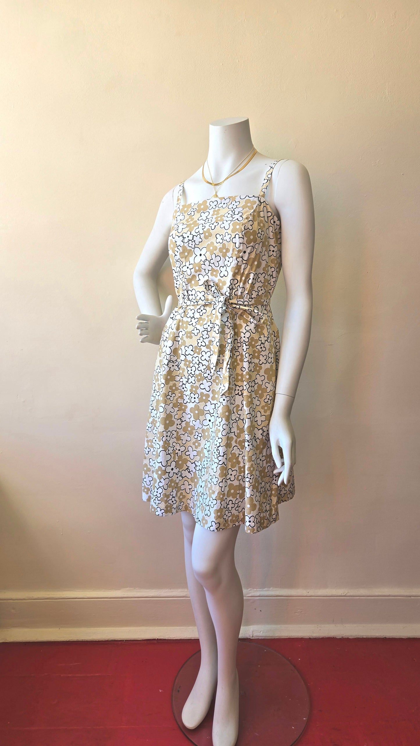 Yves Cossette pop art floral dress w belt