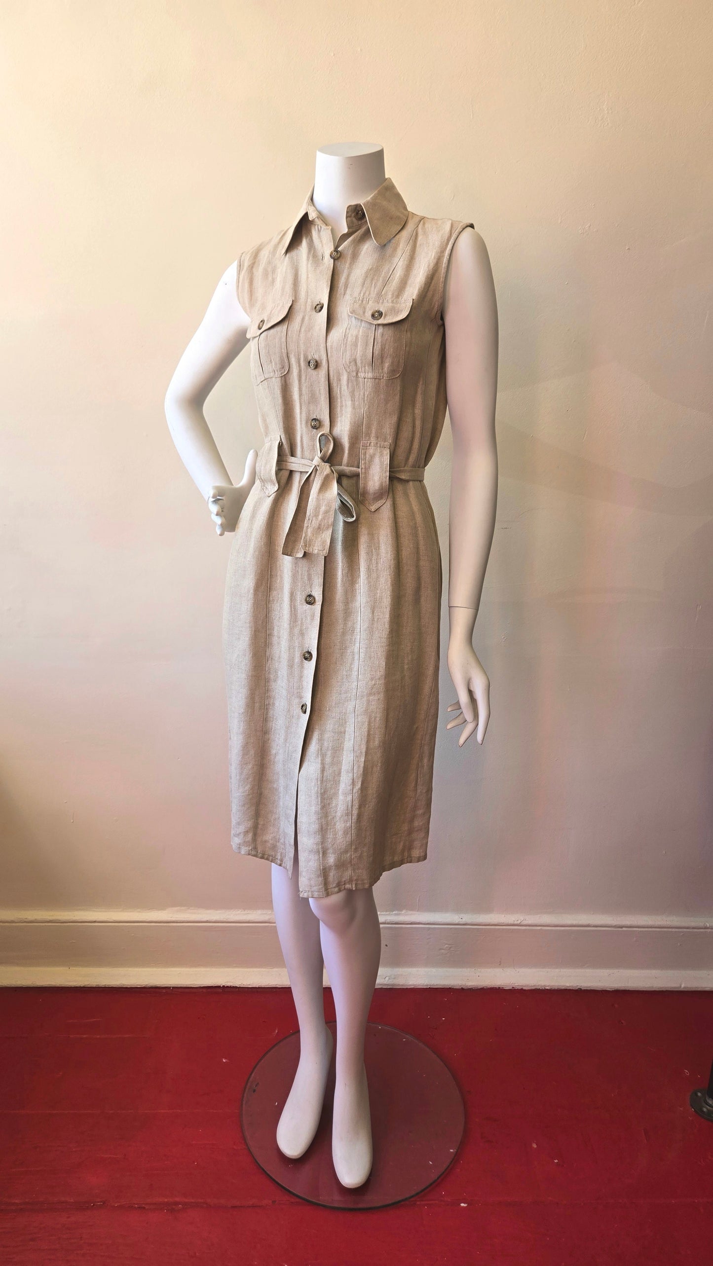 Casual Corner sleeveless linen shirtdress