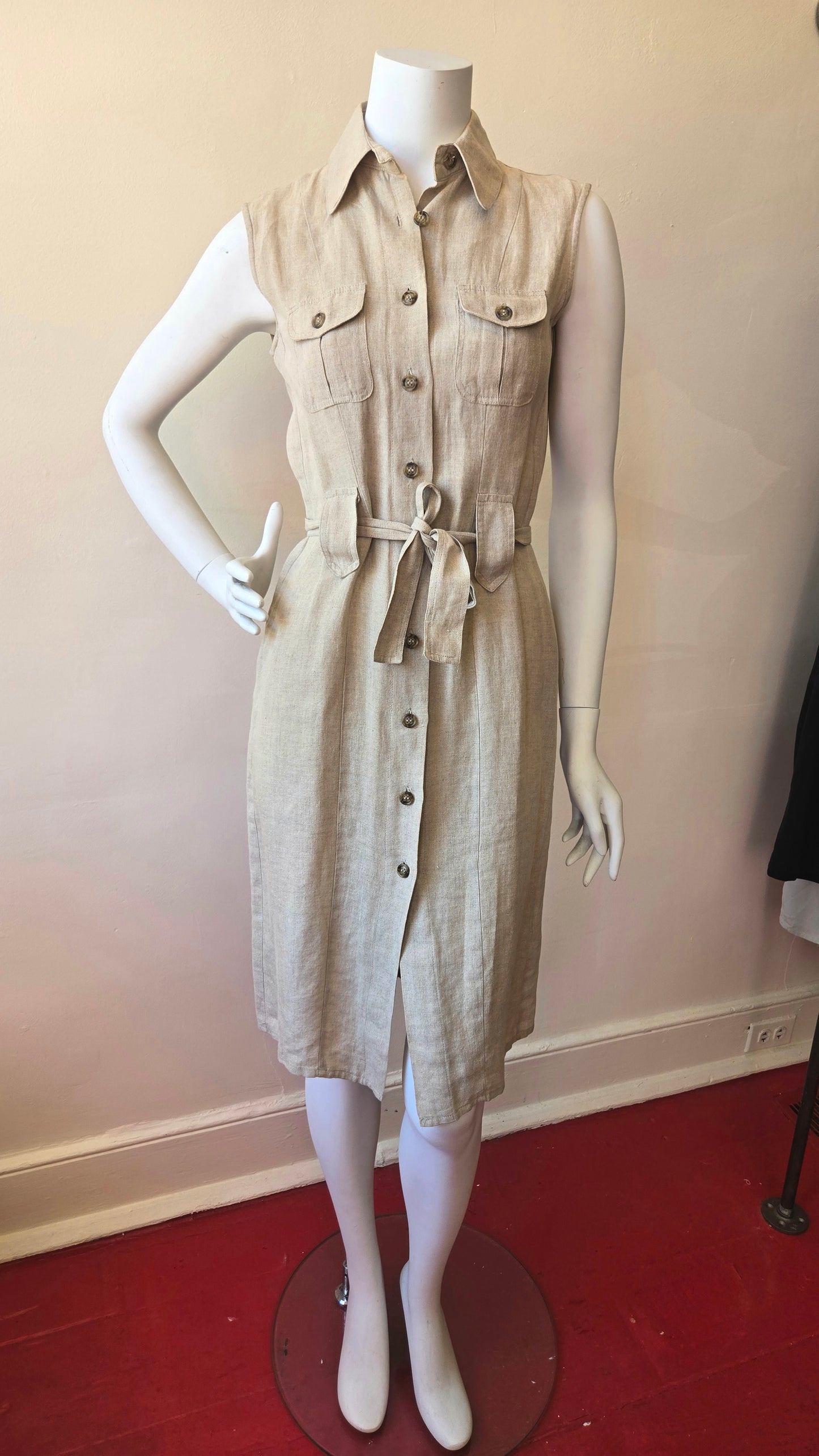 Casual Corner sleeveless linen shirtdress