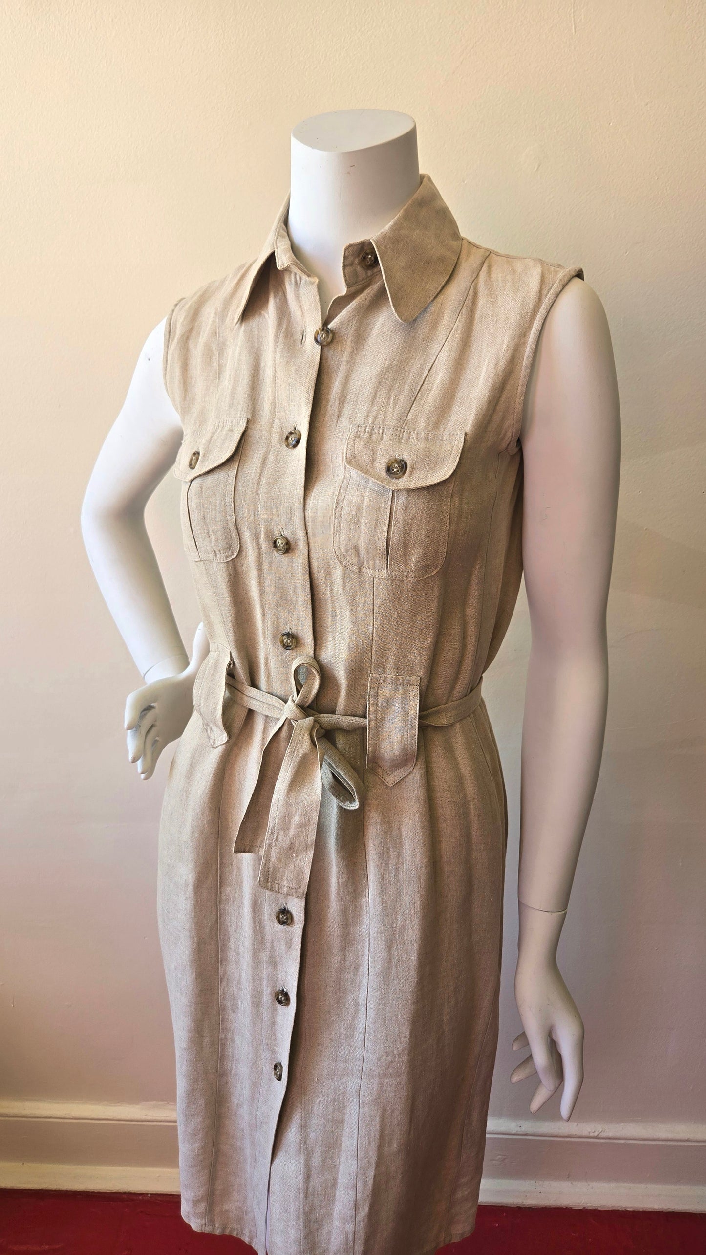 Casual Corner sleeveless linen shirtdress