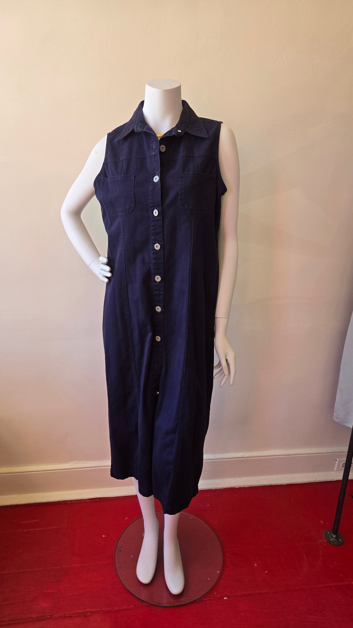 Sonoma navy button-front shirt dress