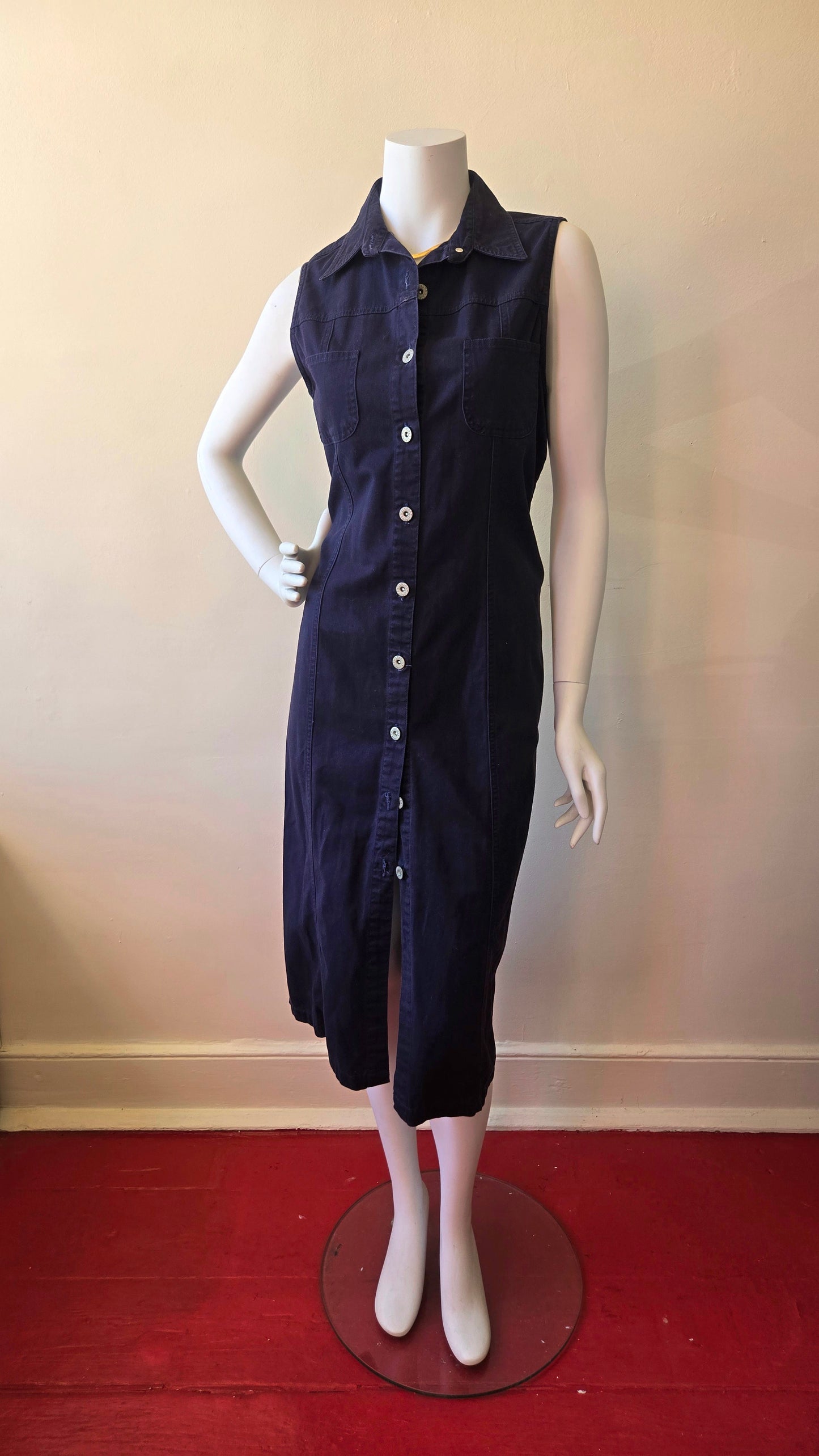 Sonoma navy button-front shirt dress
