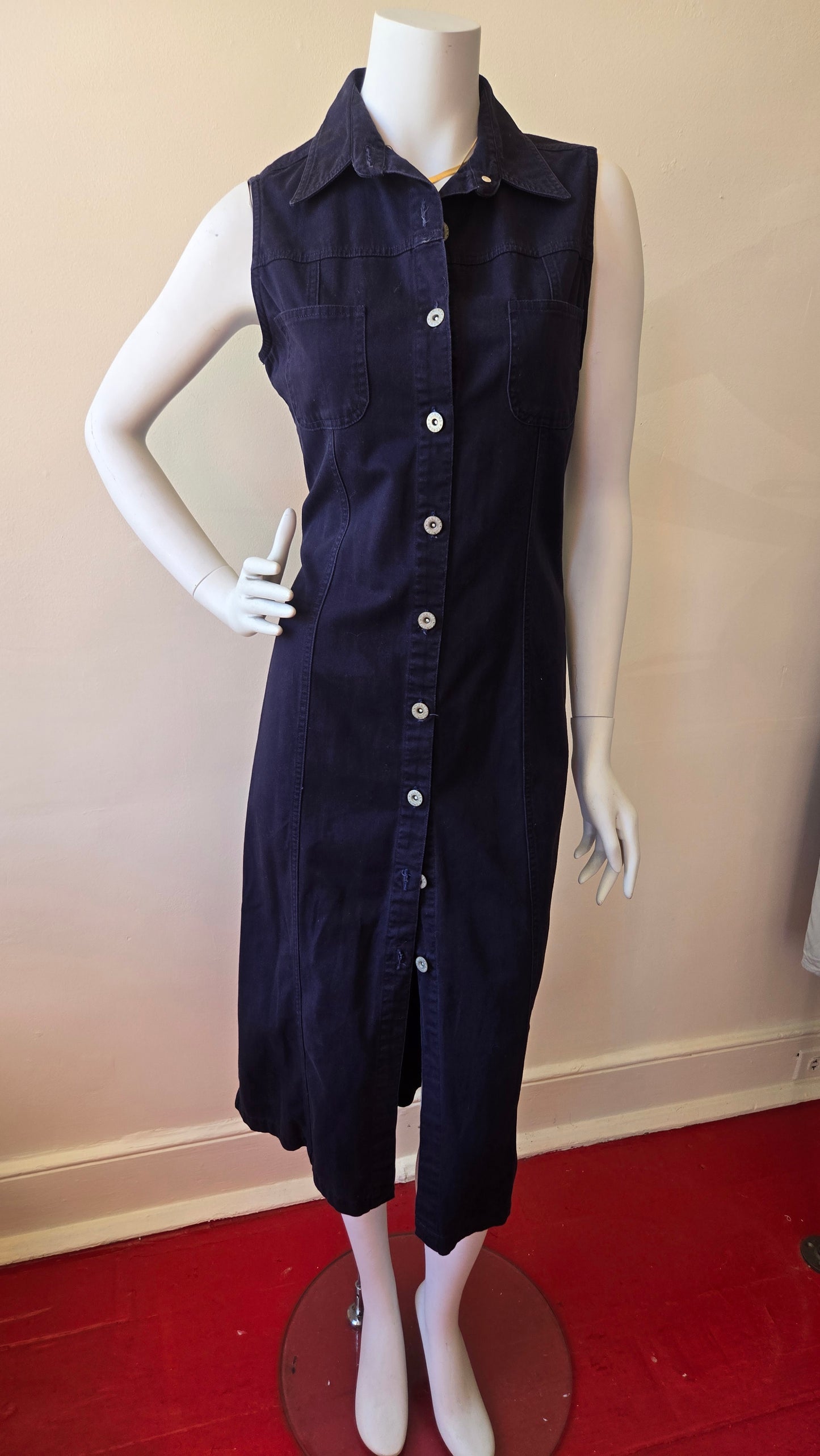 Sonoma navy button-front shirt dress