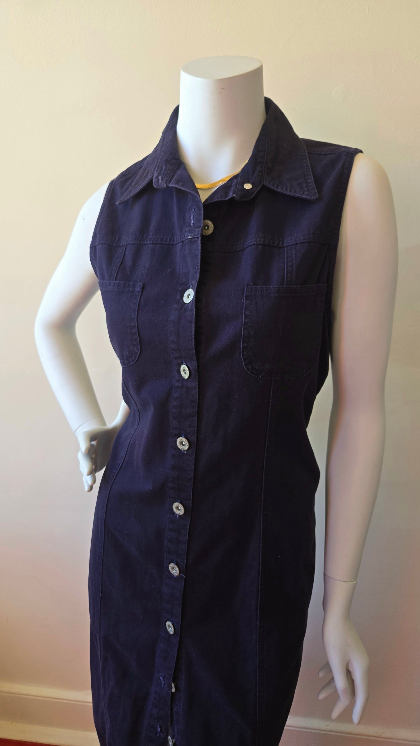 Sonoma navy button-front shirt dress