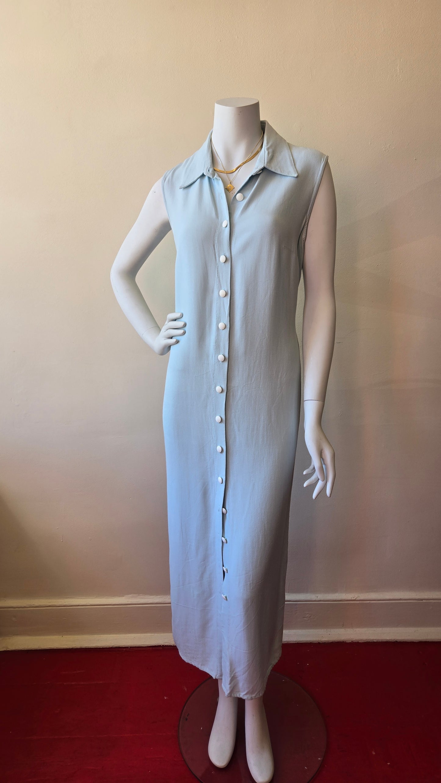Baby blue maxi shirt dress