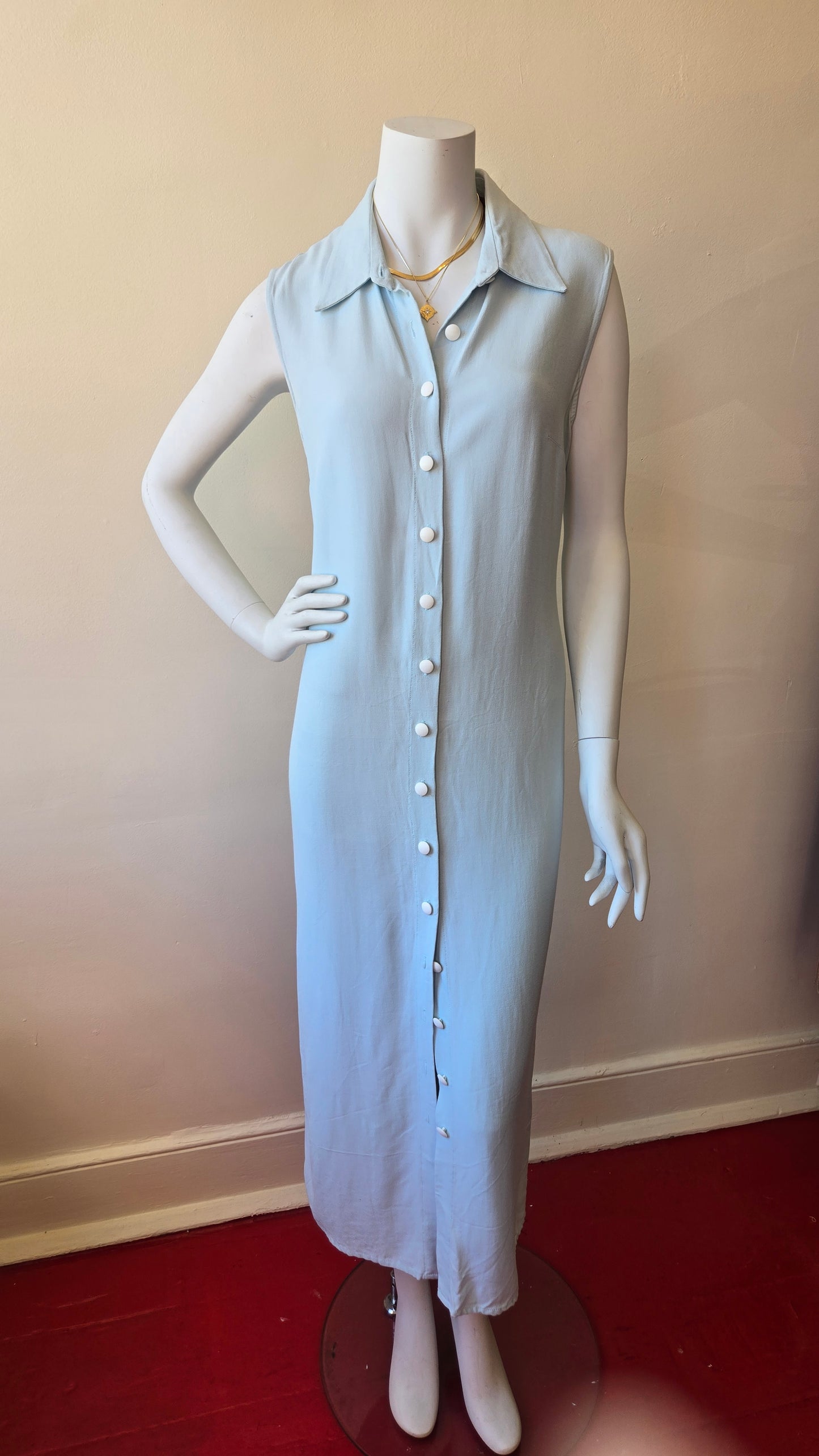 Baby blue maxi shirt dress