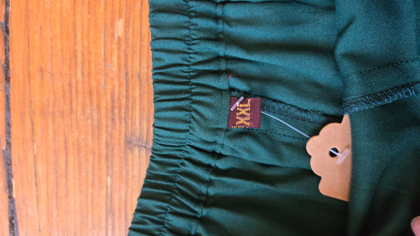 Green puka shell-trimmed pants!
