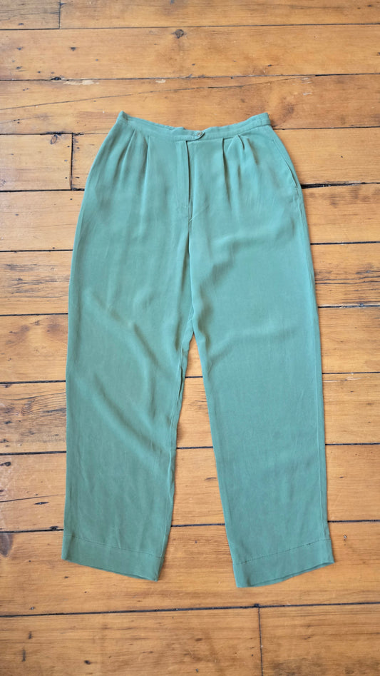 Dress Barn pistachio silk trousers