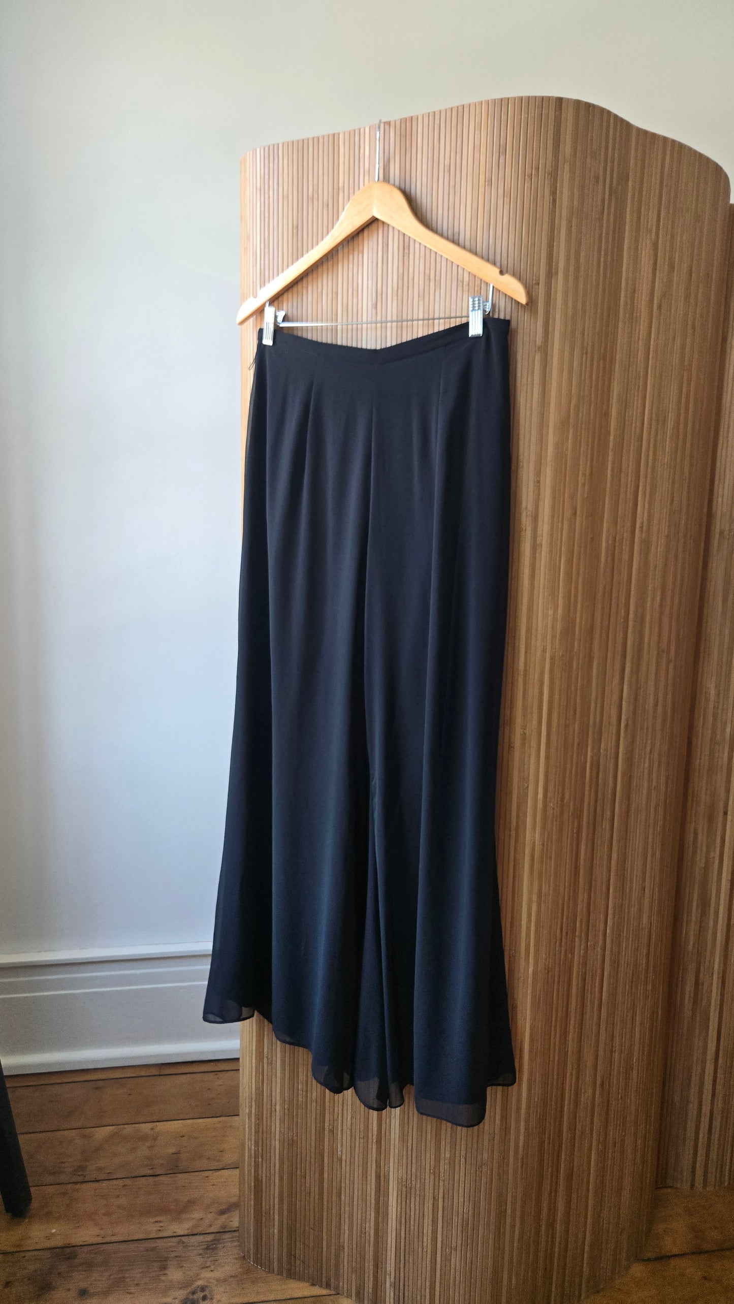 JR Nites black chiffon palazzos