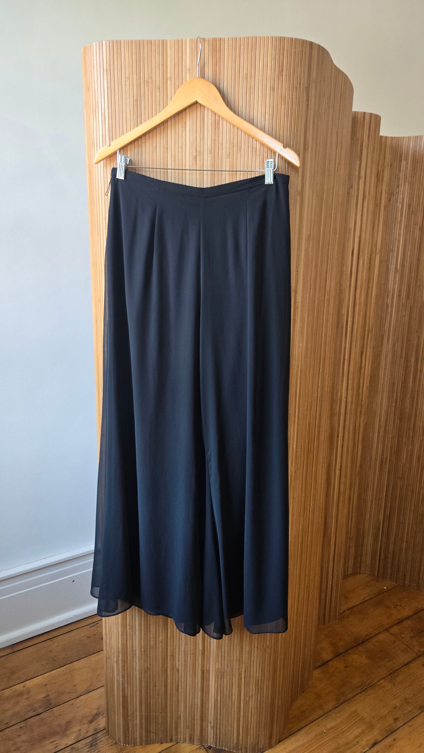 JR Nites black chiffon palazzos