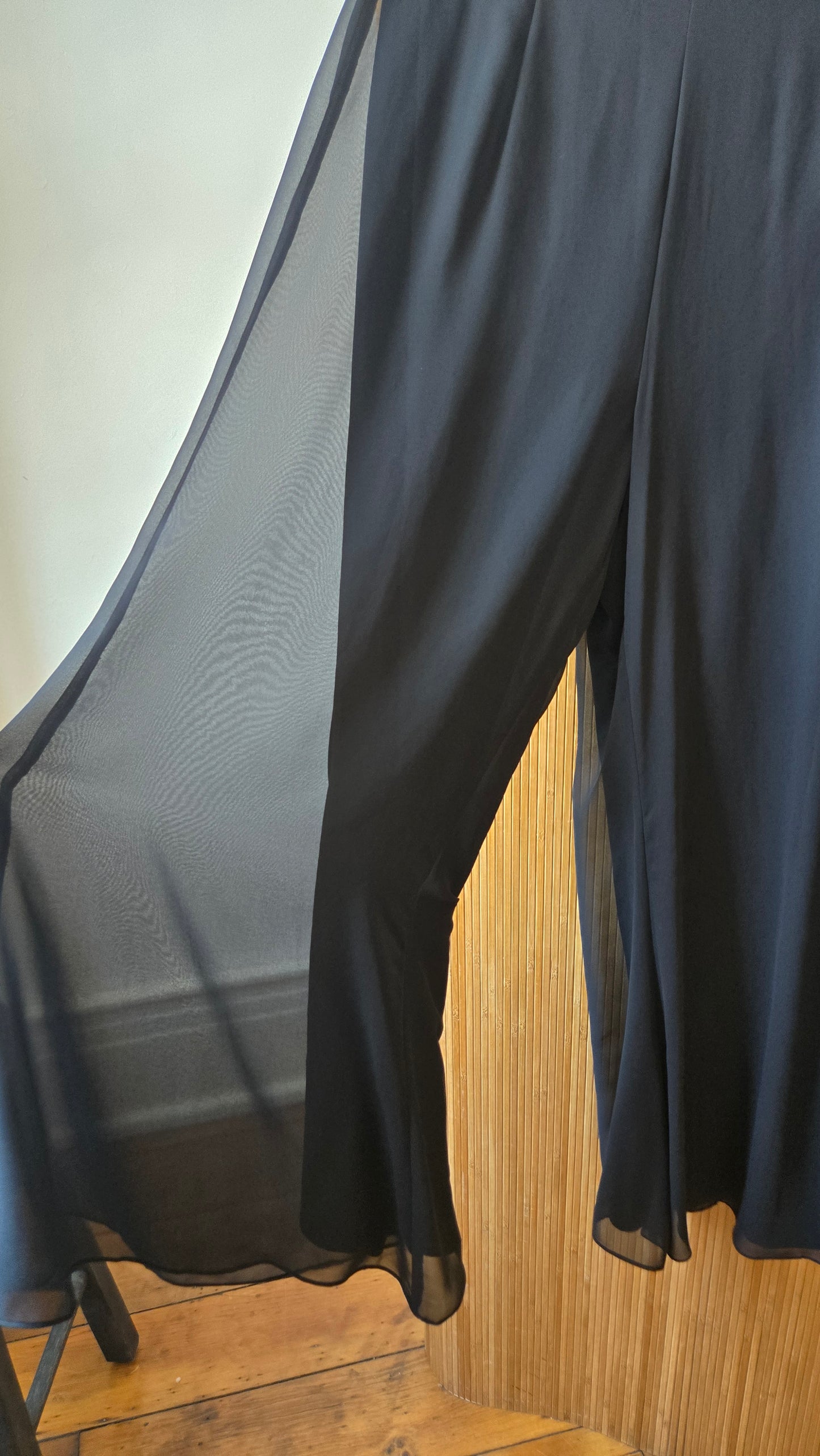 JR Nites black chiffon palazzos