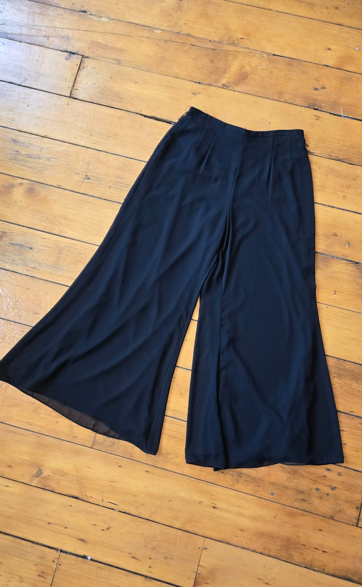 JR Nites black chiffon palazzos