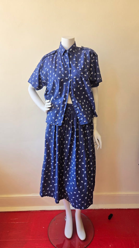 Khazana blue print skirt set