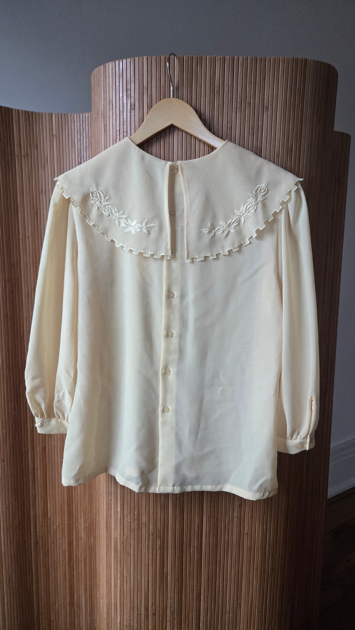 CEO sheer yellow bib collar shirt