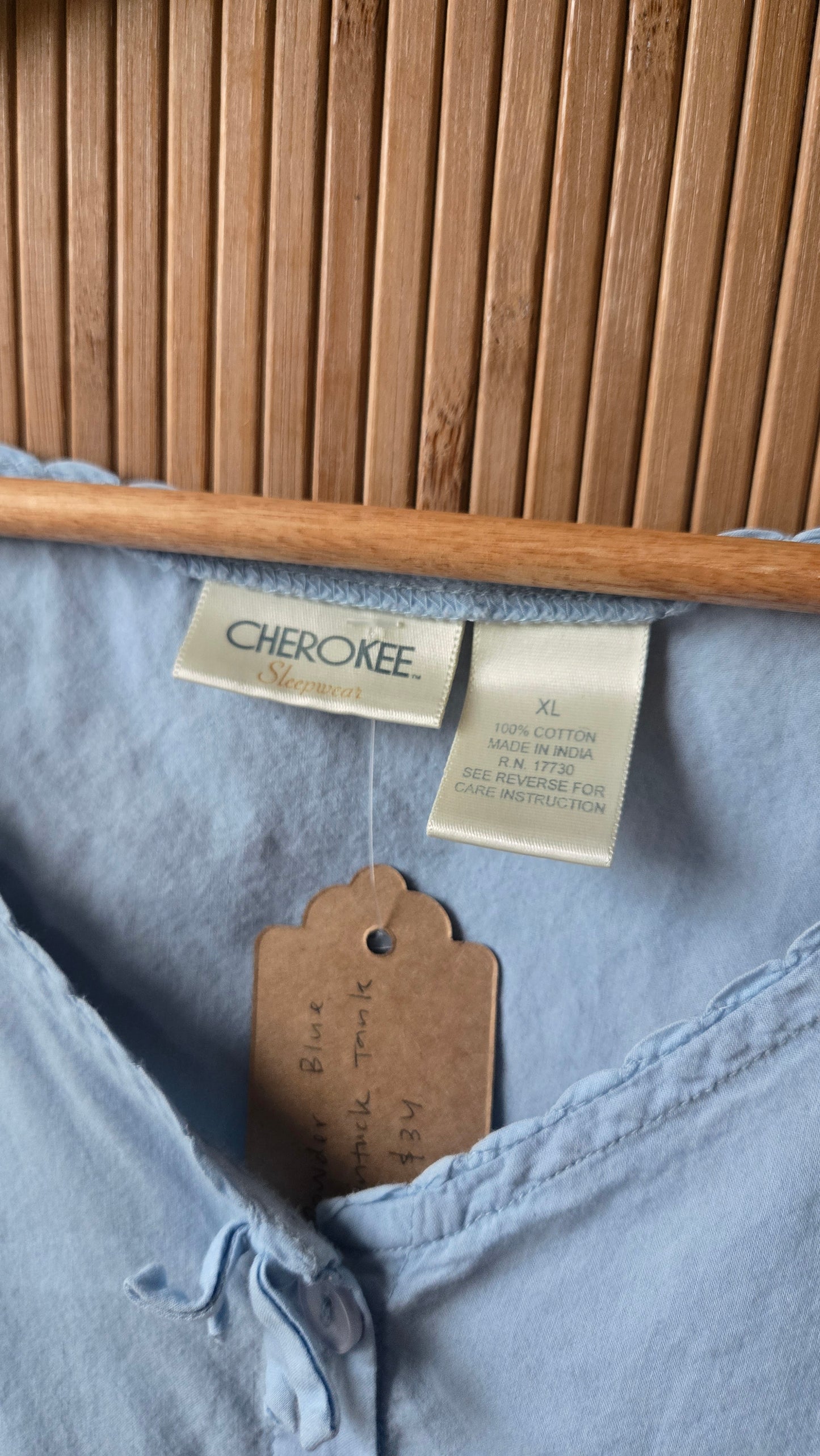 Powder blue pintuck tank