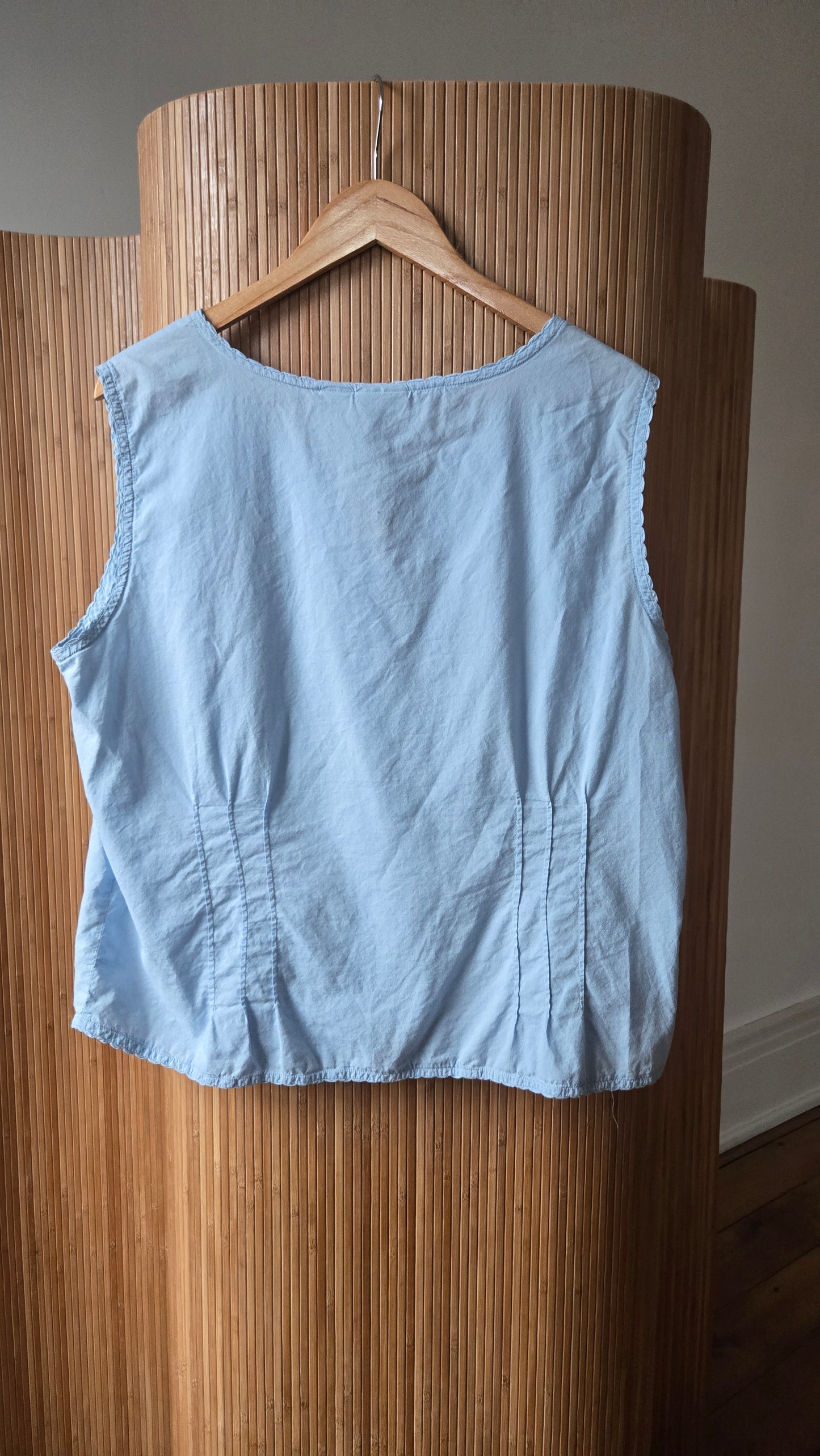 Powder blue pintuck tank