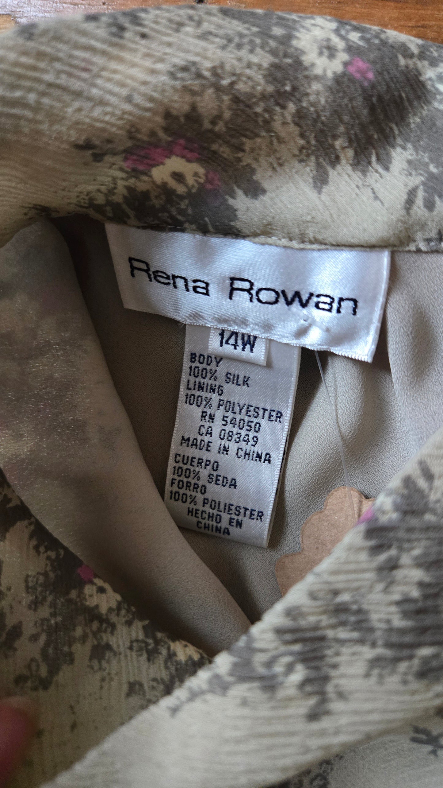 Silk floral bias mock neck