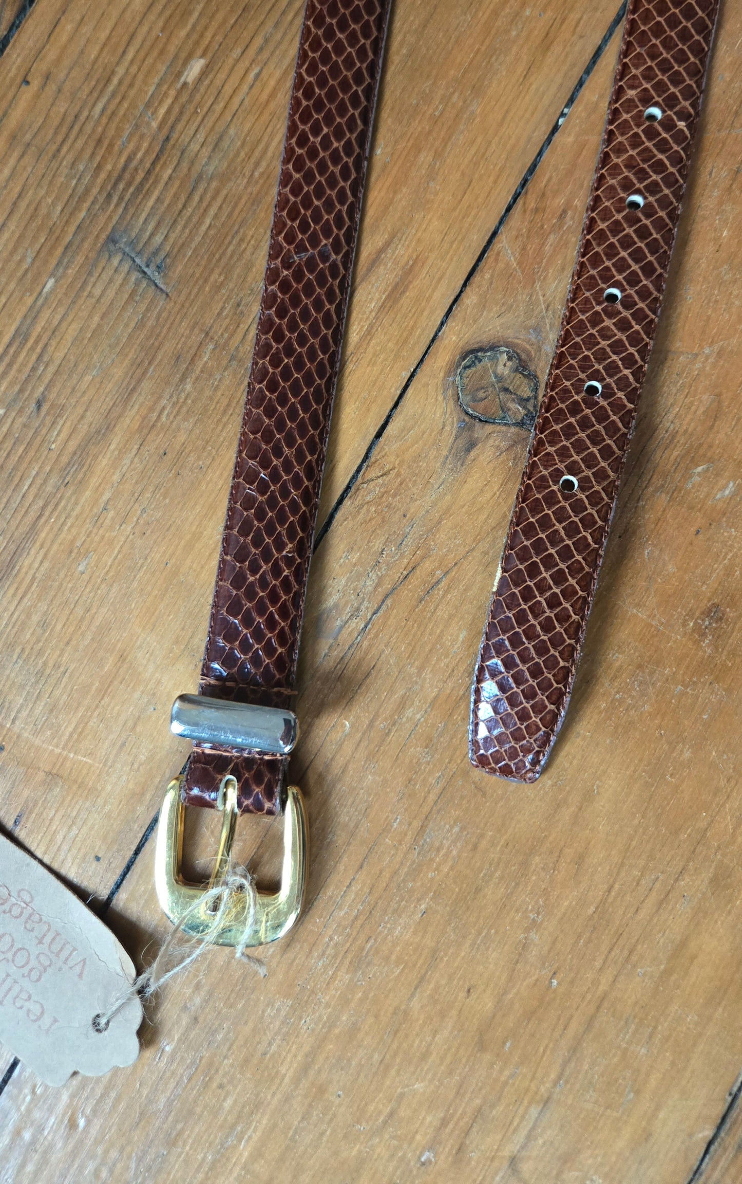 Brown snakeskin belt