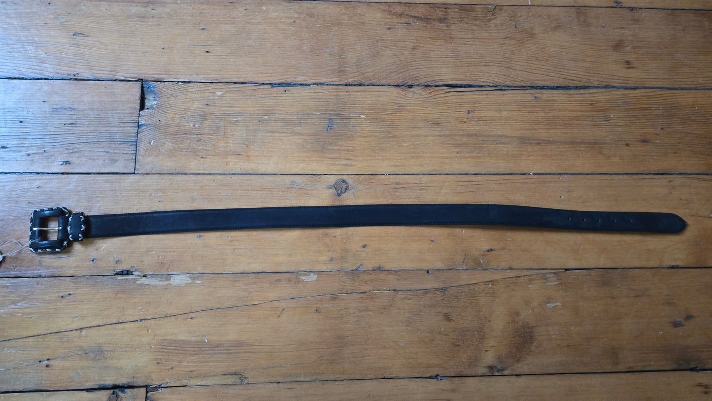 Express black leather belt w contrast stitching