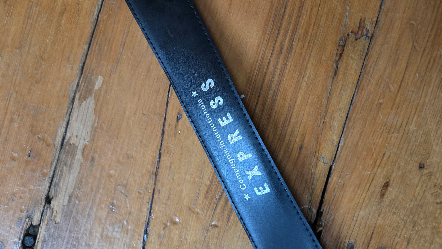 Express black leather belt w contrast stitching