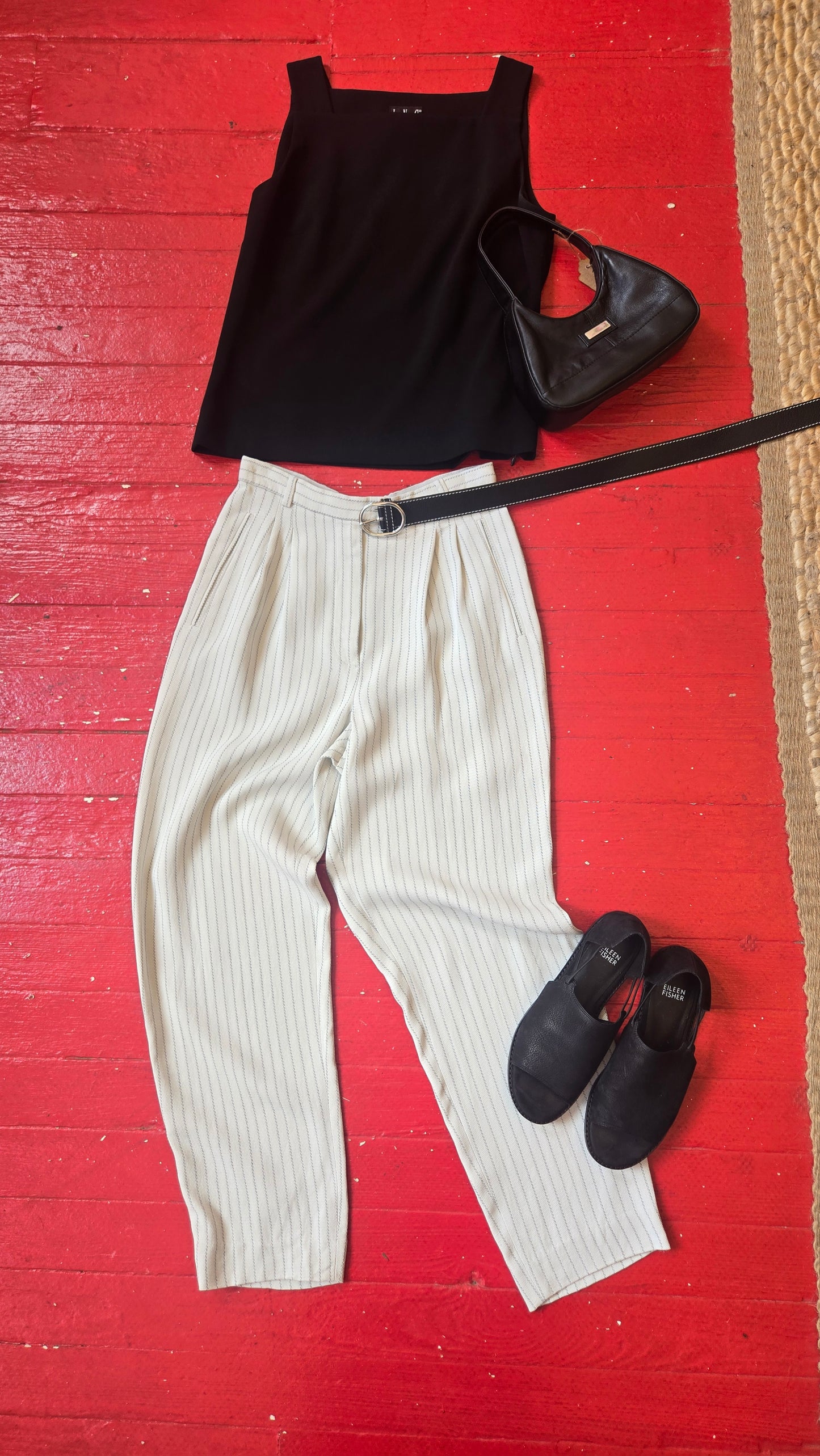 Armani white pinstripe trousers