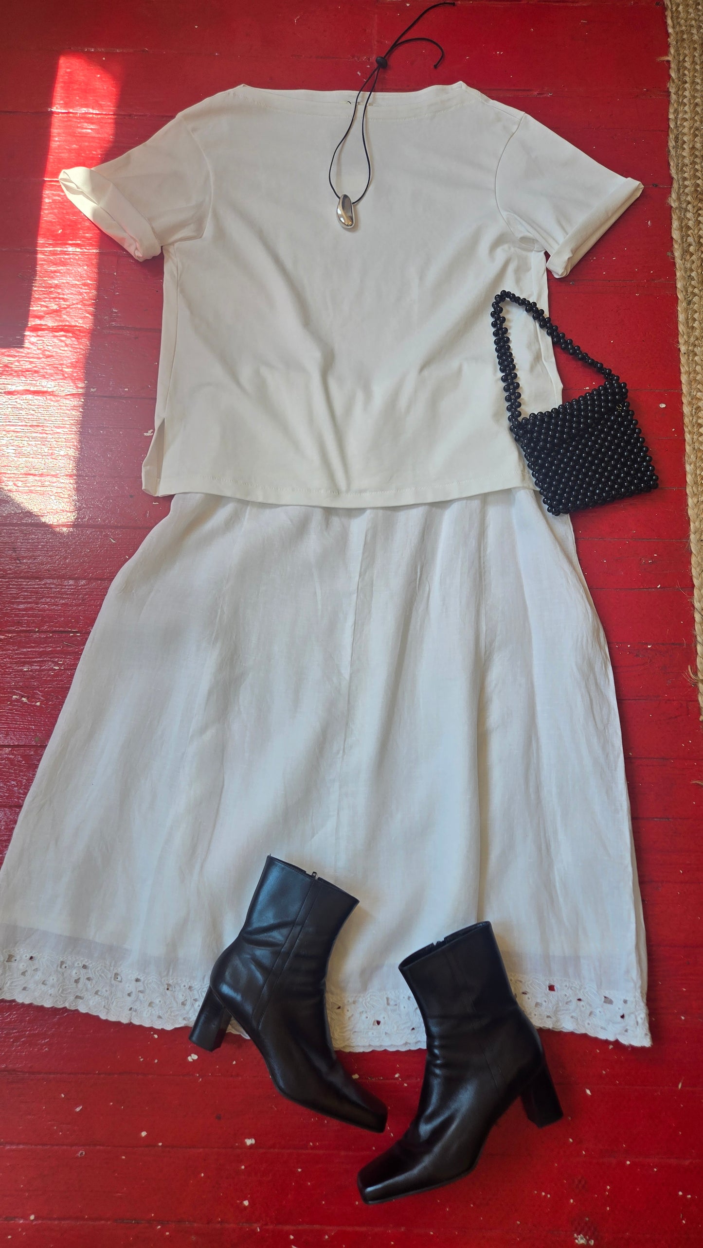 Alfani white linen cut-out hem skirt