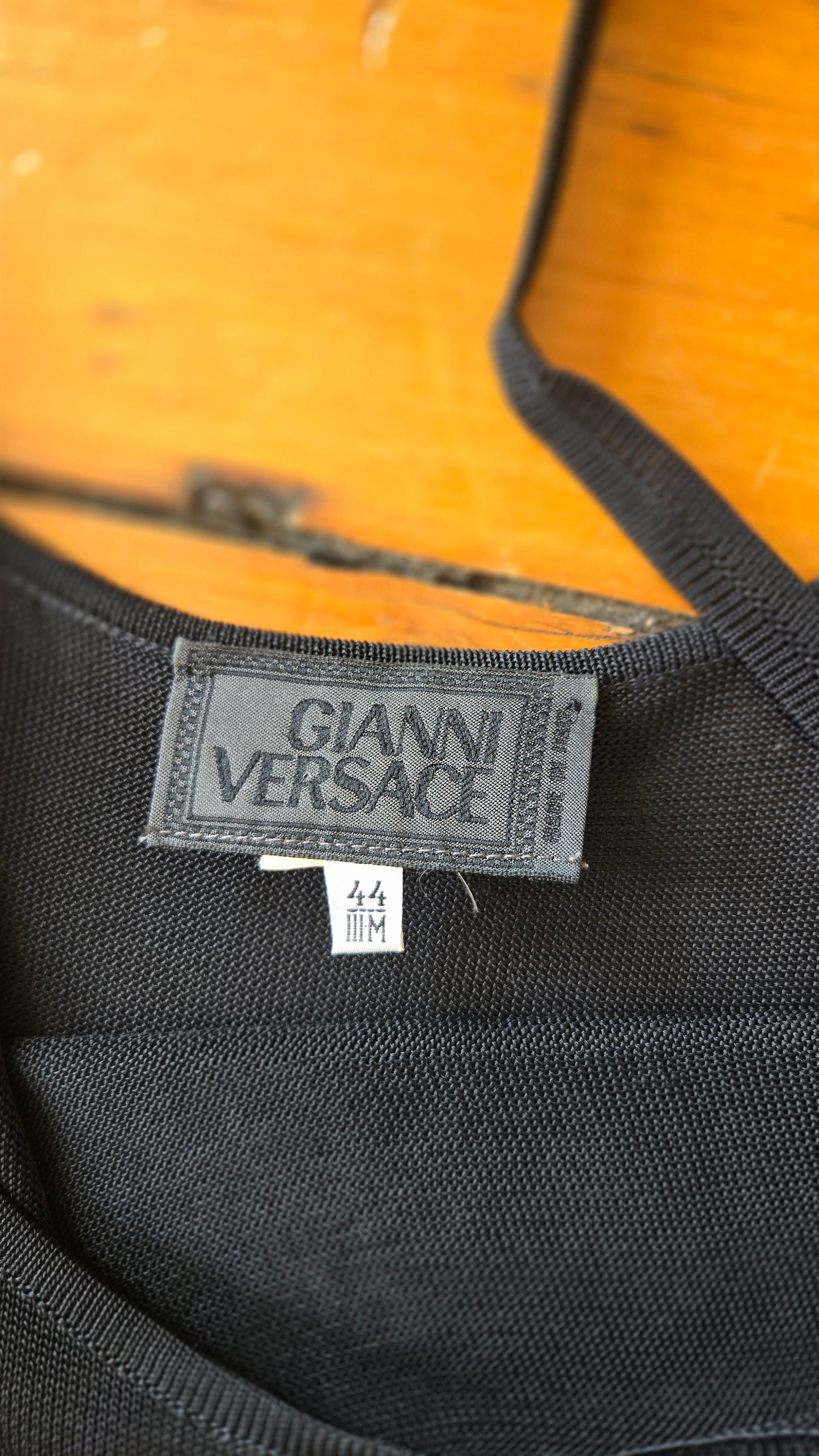 Versace semi-sheer black knit tank